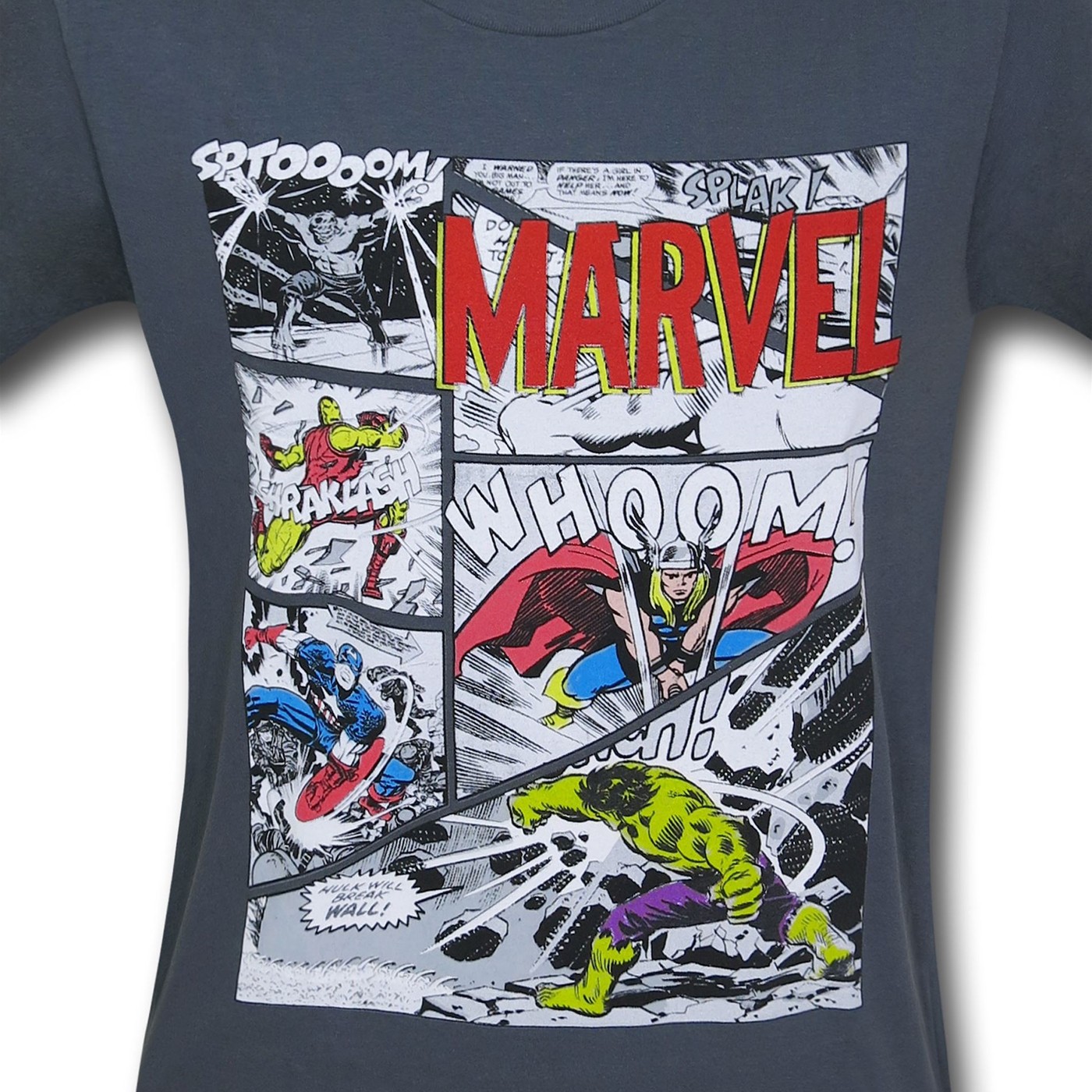 Avengers Classic Panels on Charcoal T-Shirt