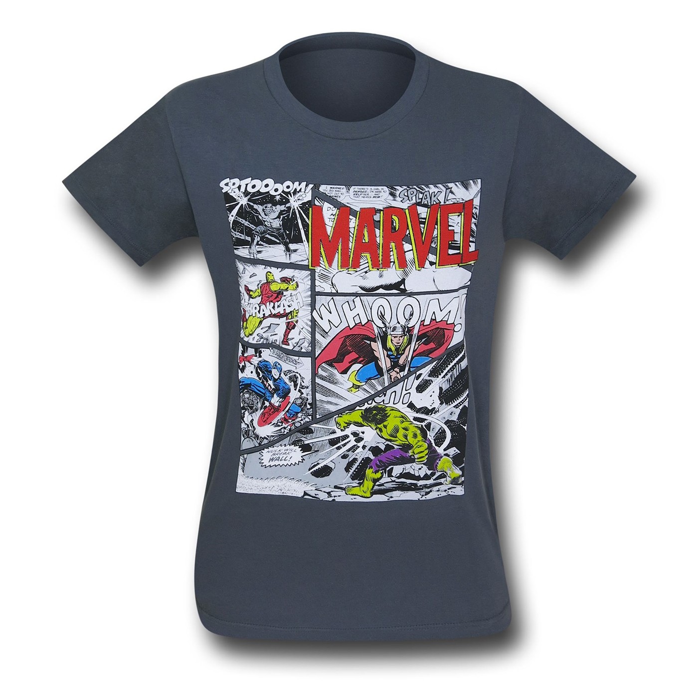 Avengers Classic Panels on Charcoal T-Shirt