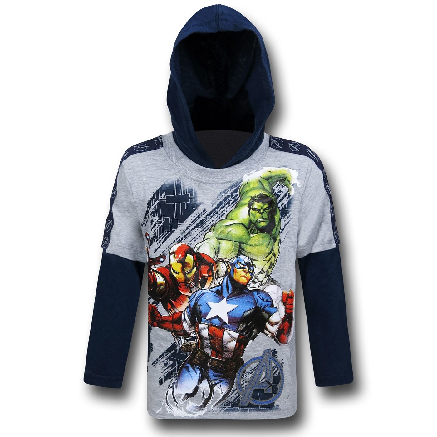 Avengers Trio Kids Hooded Long Sleeve T-Shirt
