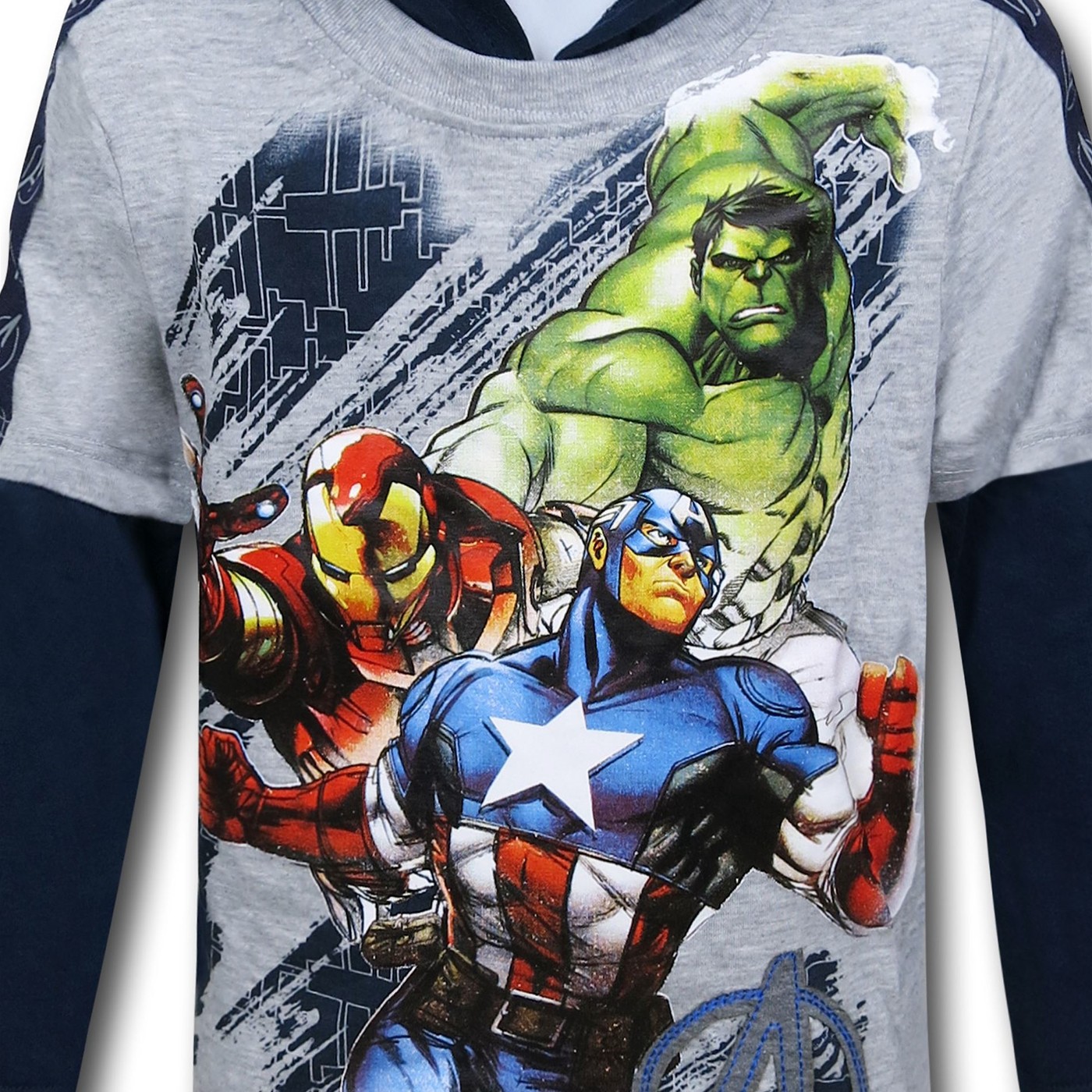 Avengers Trio Kids Hooded Long Sleeve T-Shirt
