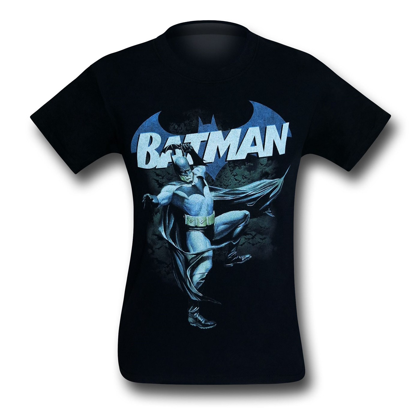 Batman Blue Image on Black T-Shirt