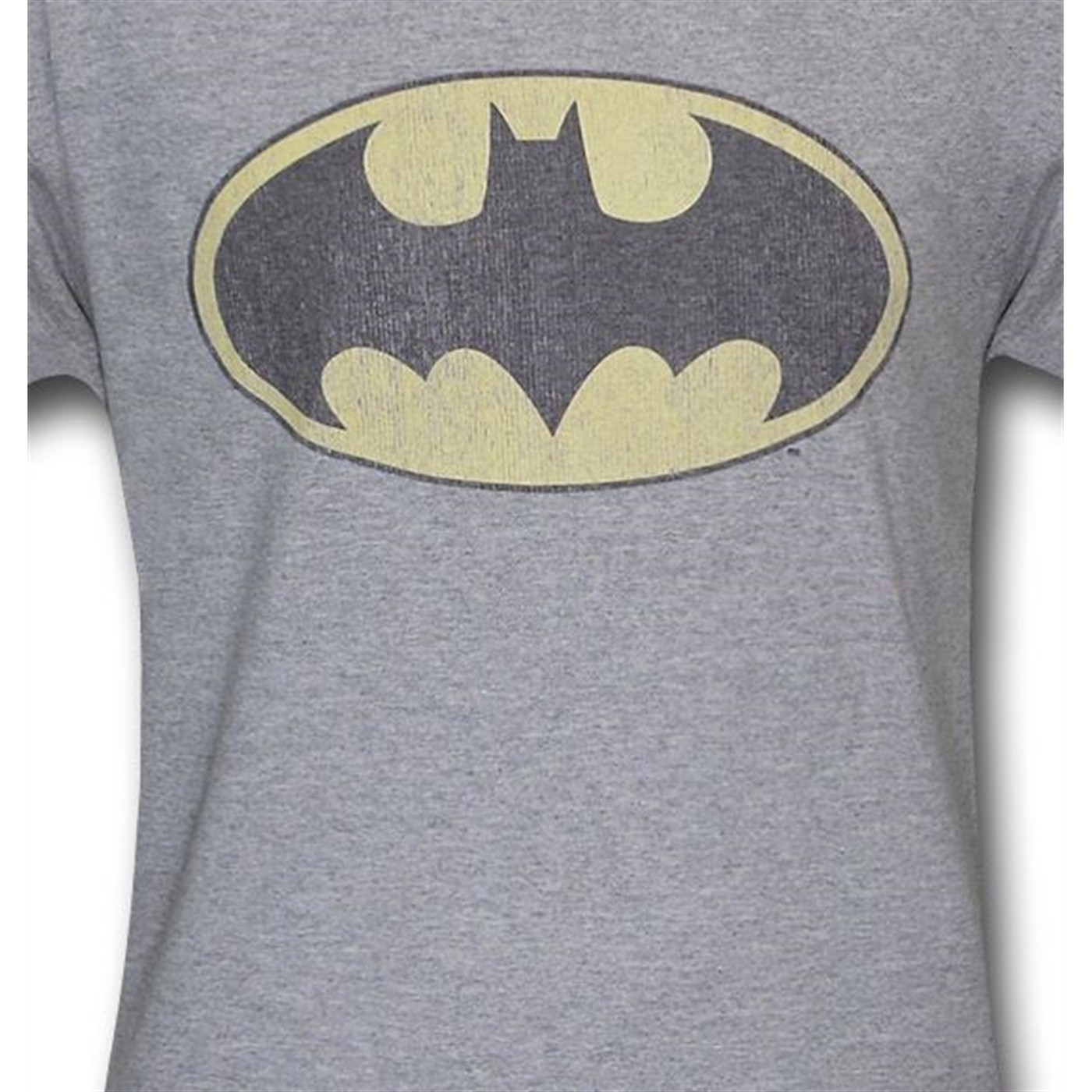 Batman Distressed Logo Heather Gray Ringer T-Shirt