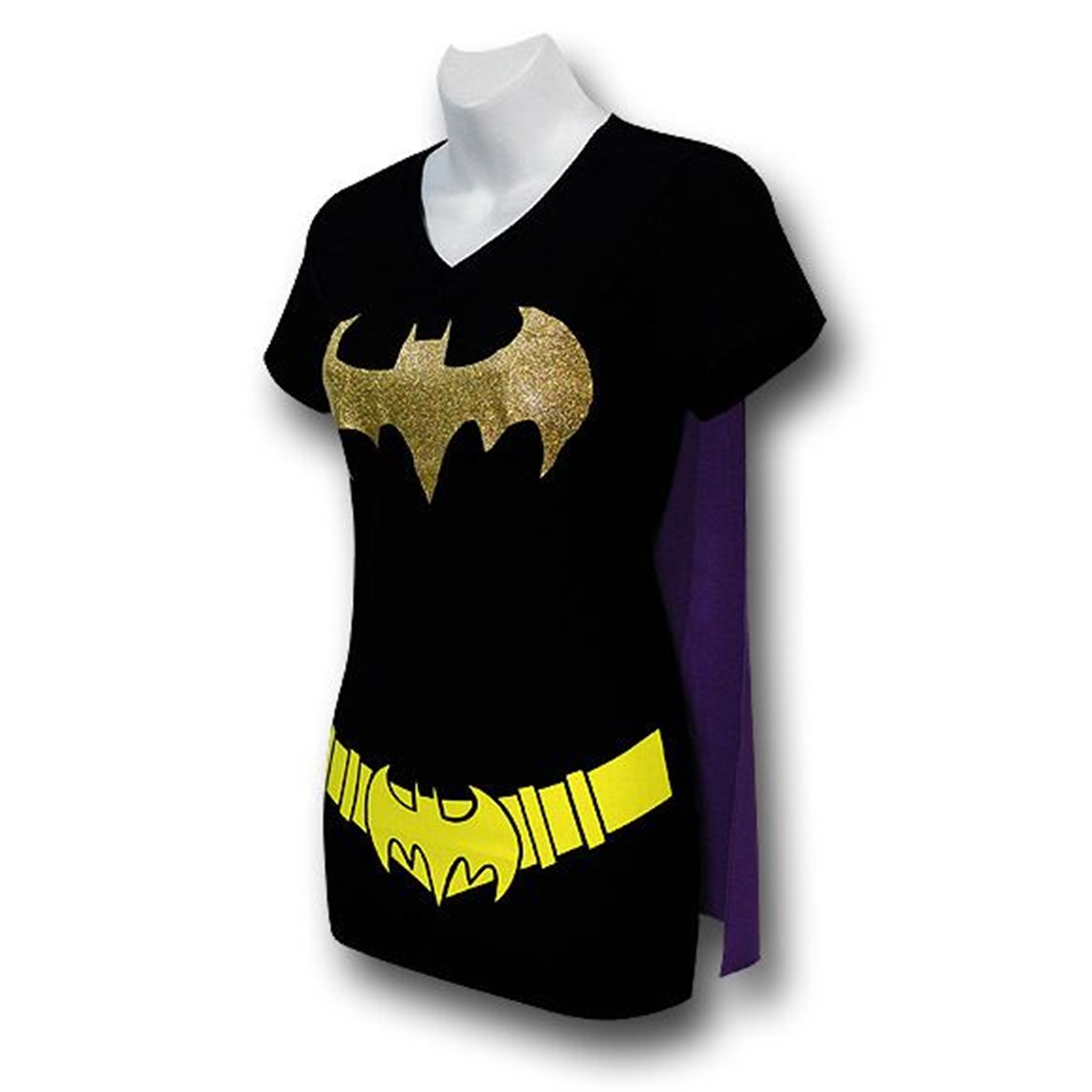 Batgirl Women's V-Neck Caped Costume T-Shirt