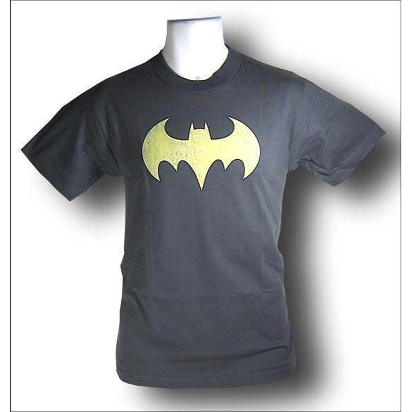 Batgirl Mens Distressed Symbol Gray T-Shirt