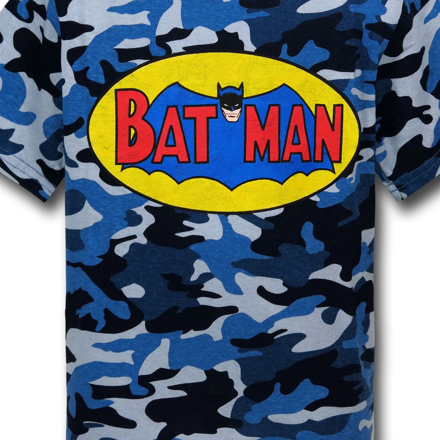 Batman Retro Logo Blue Camouflage Kids T-Shirt