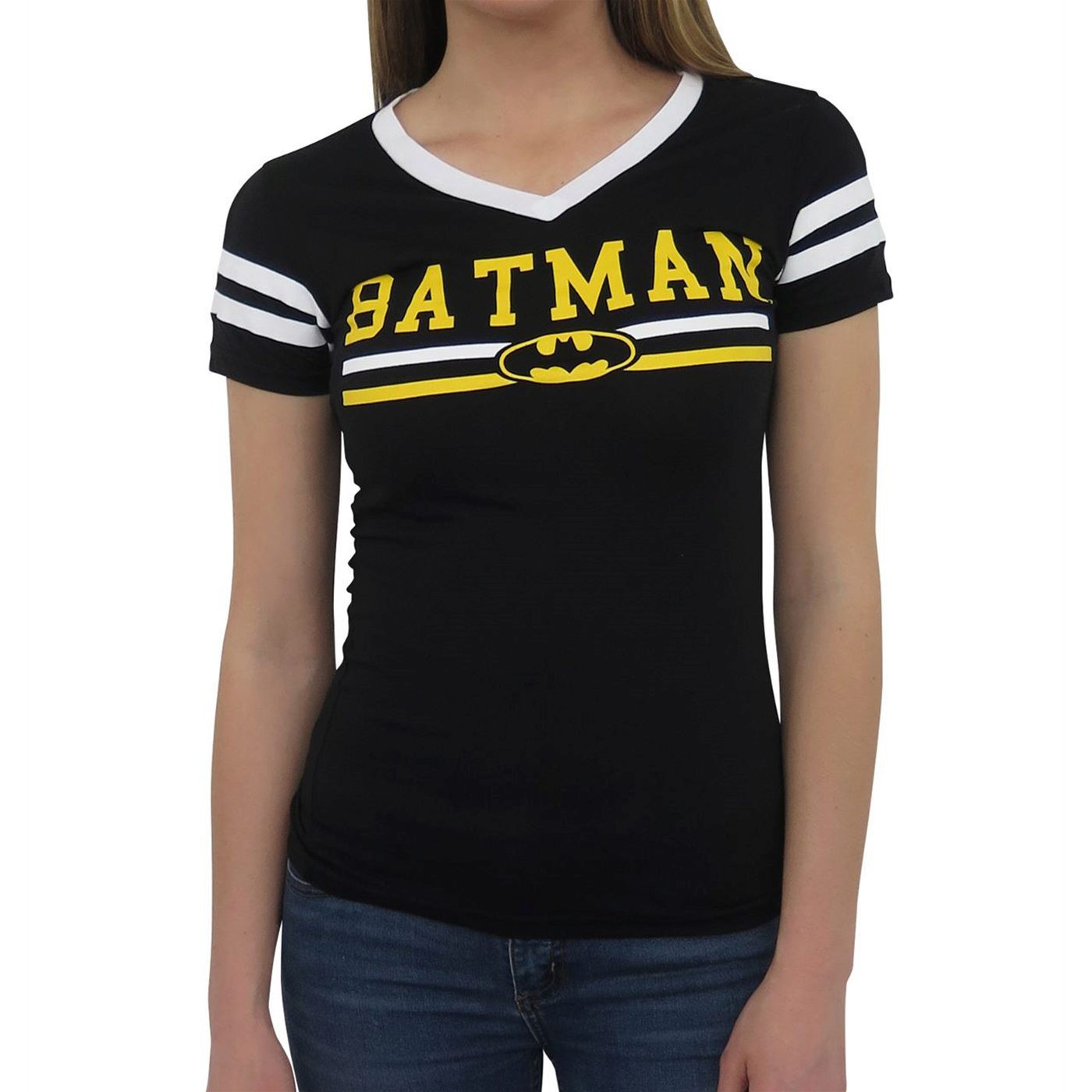 Batman Logo Women's Varsity V-Neck T-Shirt