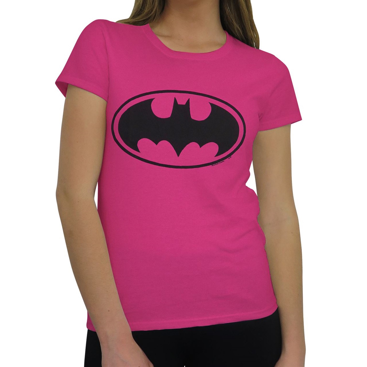 Slank minimum plakband Batman Symbol Women's Pink T-Shirt