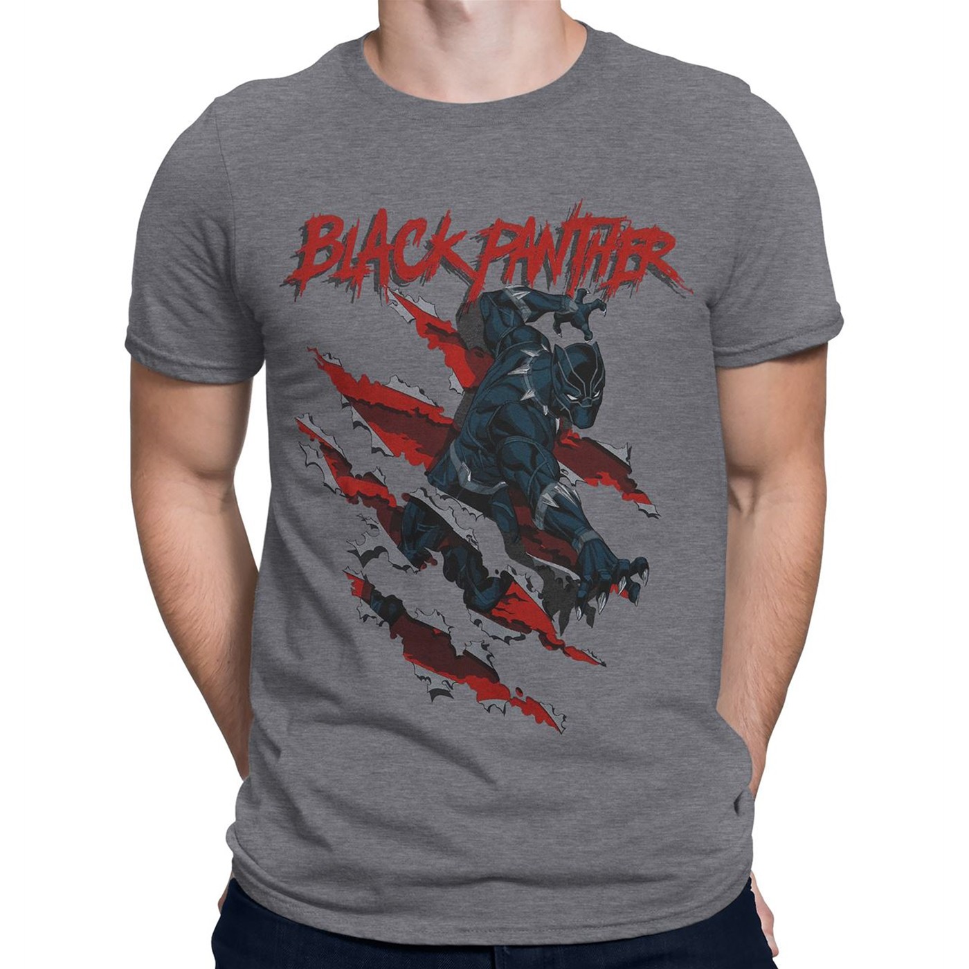 Black Panther Clawing Through Men's T-Shirt