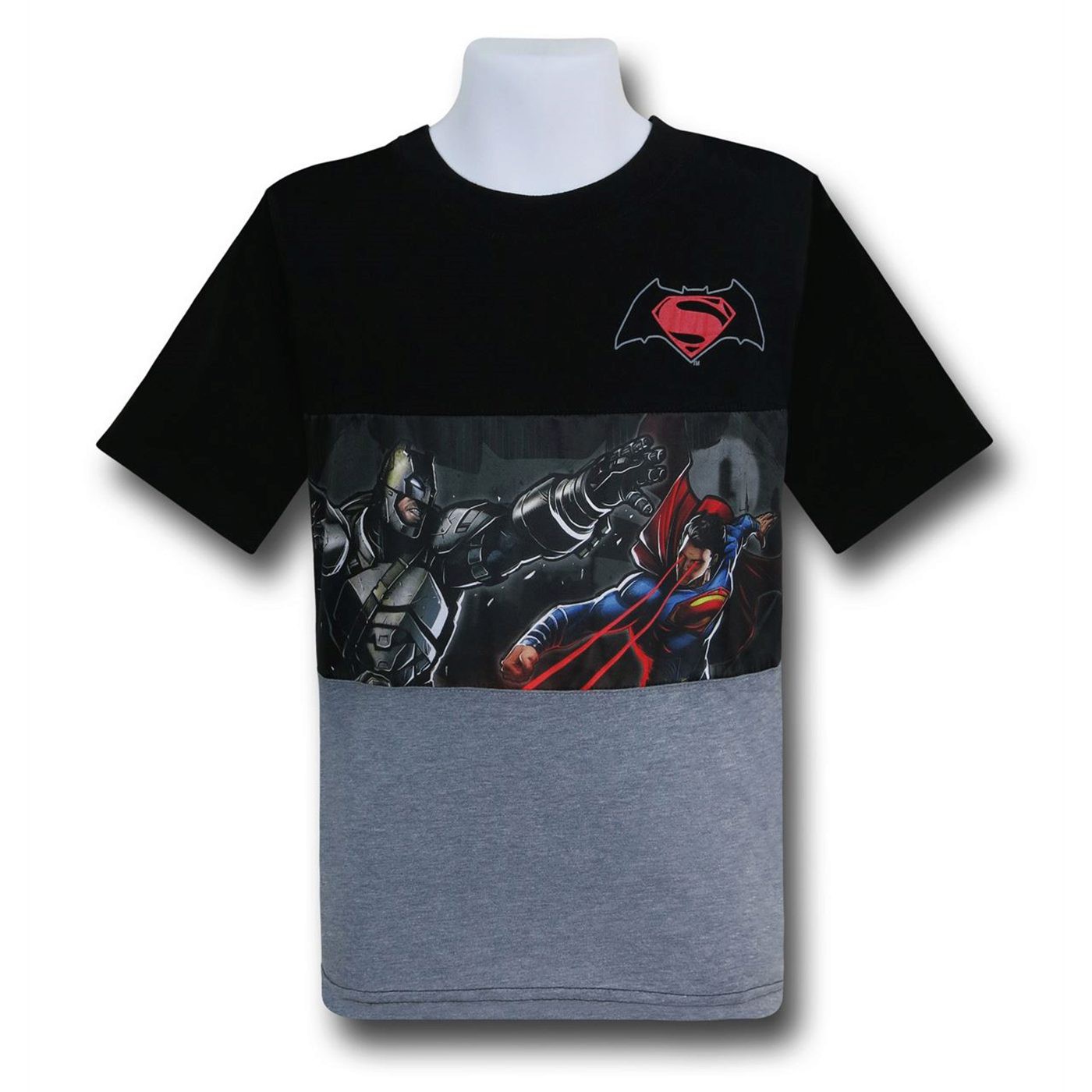 Batman V Superman Battle Kids Cut & Sew Image T-Shirt