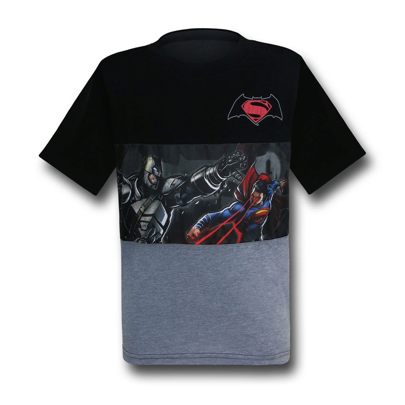 Batman V Superman Battle Kids Cut & Sew Image T-Shirt