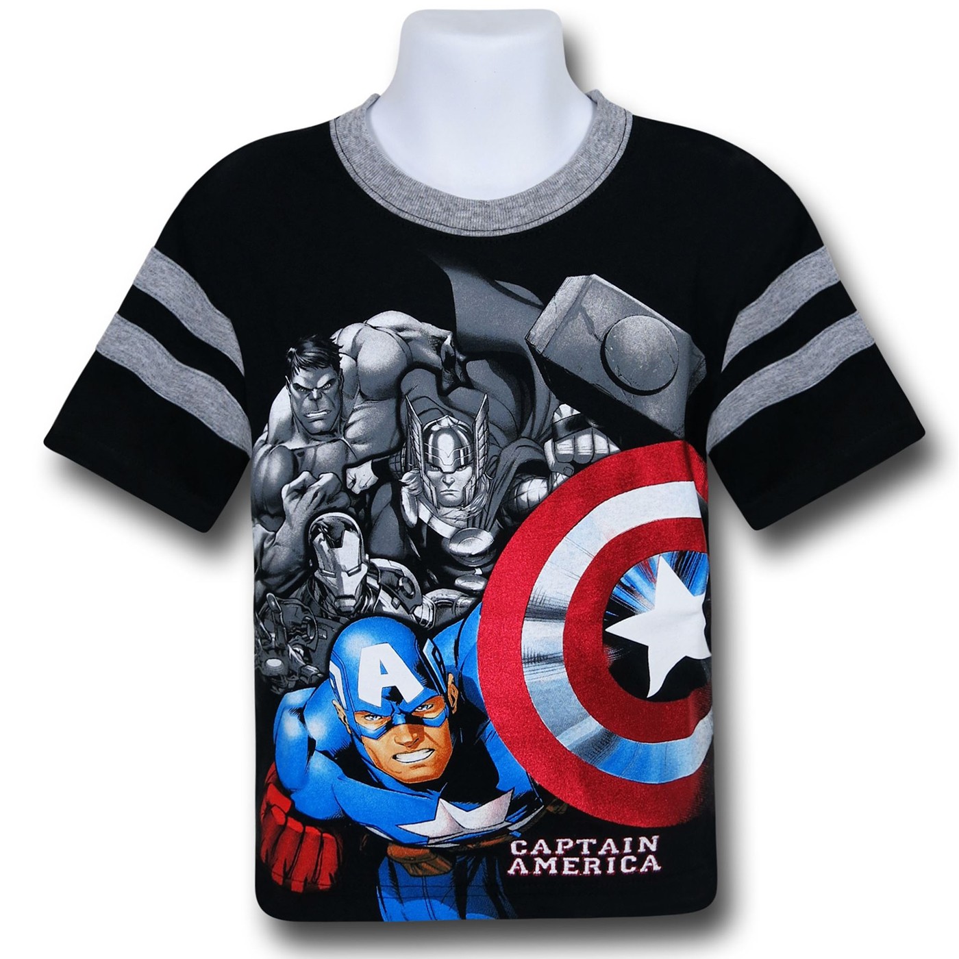 Cap & the Avengers Red Foil HD Ink Kids T-Shirt