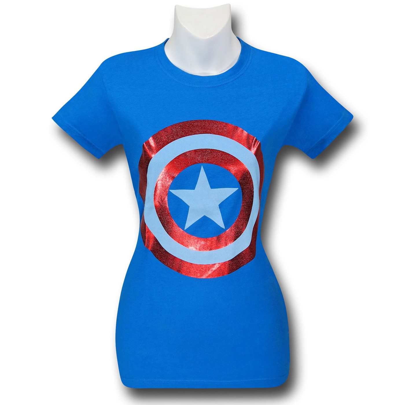 Captain America Foil Shield Light Blue Women's T-Shirt