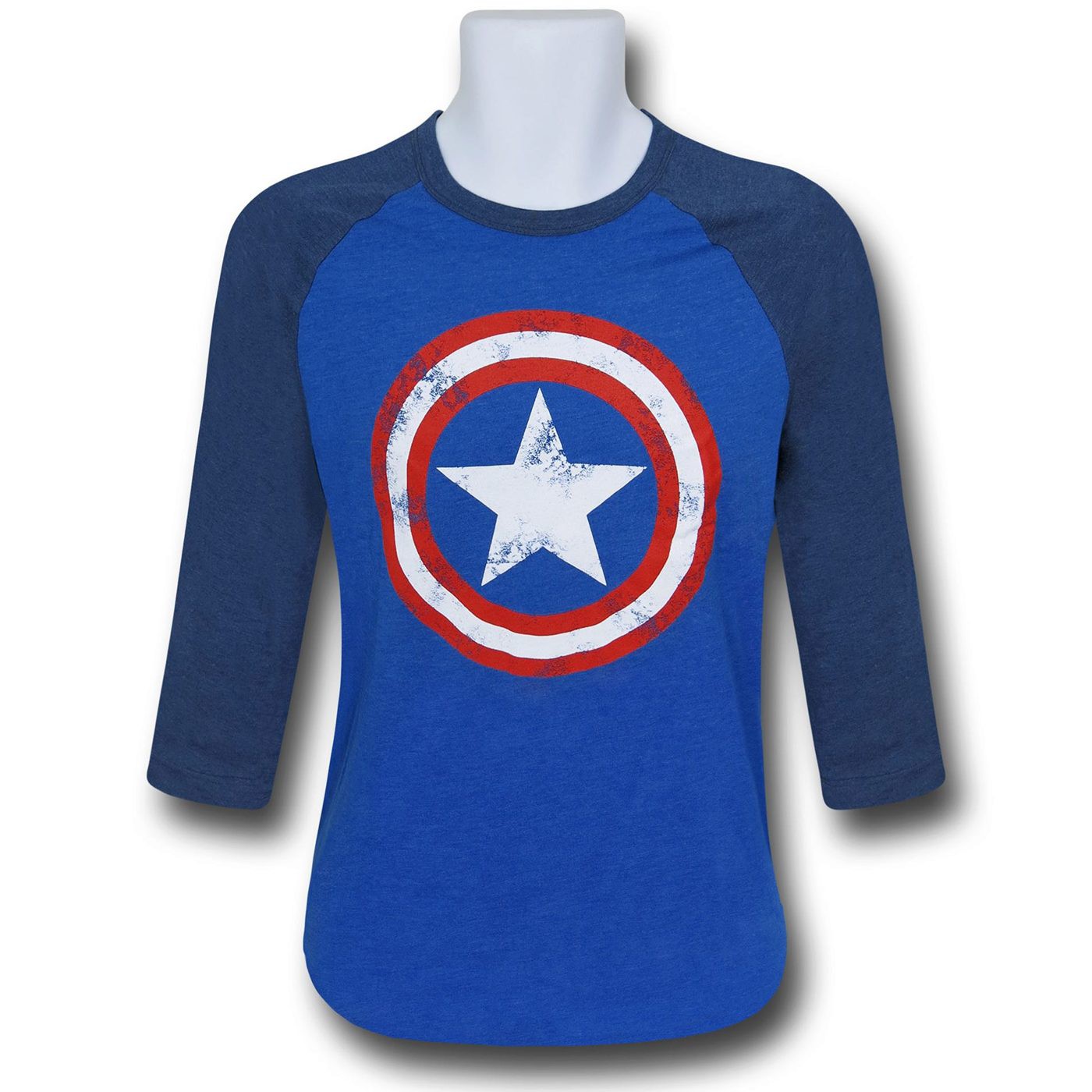 Captain America Shield Blue Baseball T-Shirt