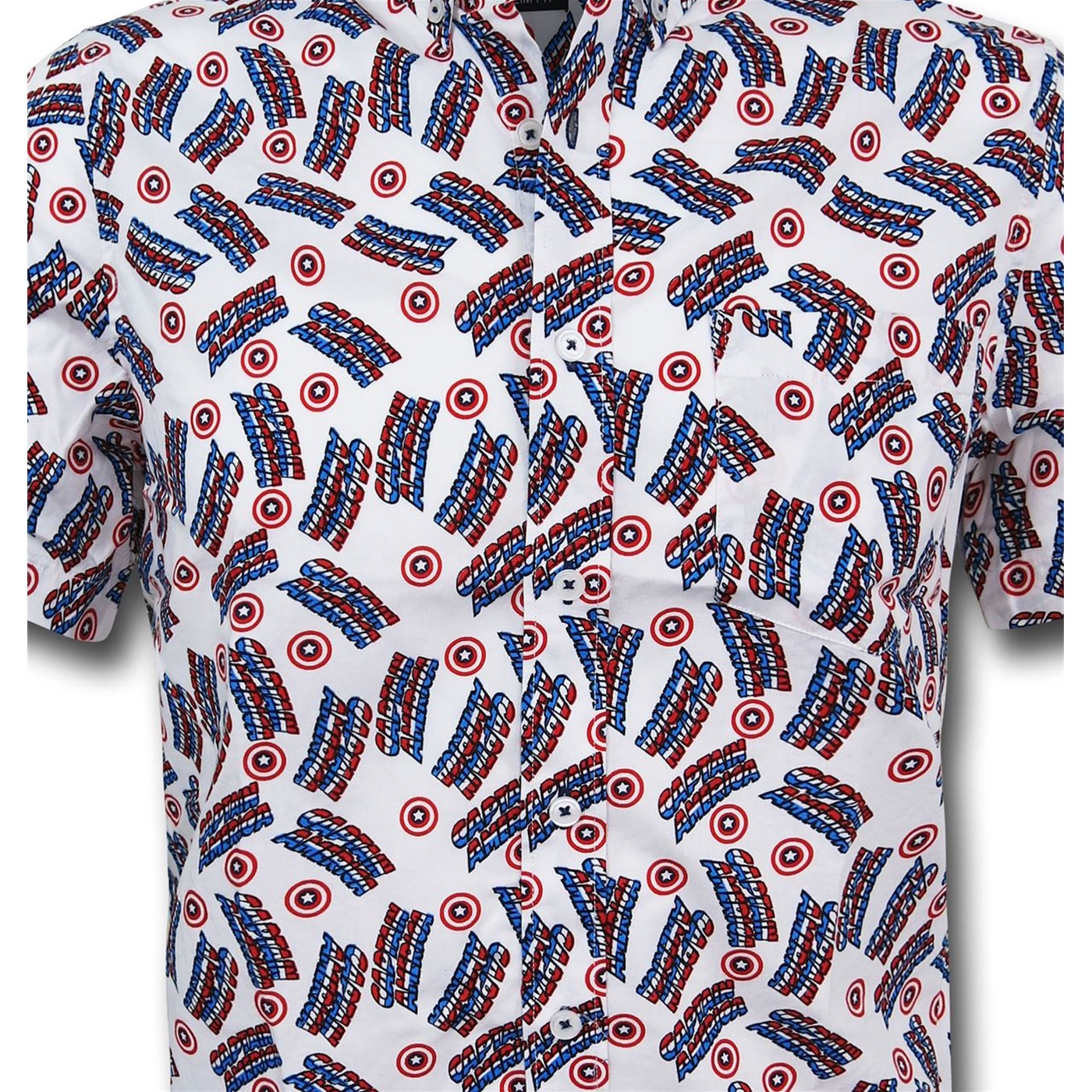 Captain America Logos Men's Fitted Button Down Shirt