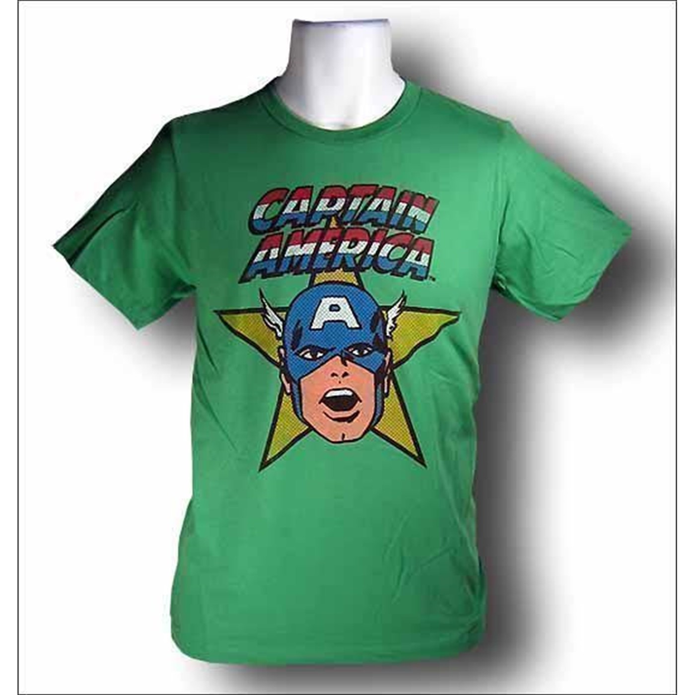 Captain America Shamrock Green Head and Star T-Shirt