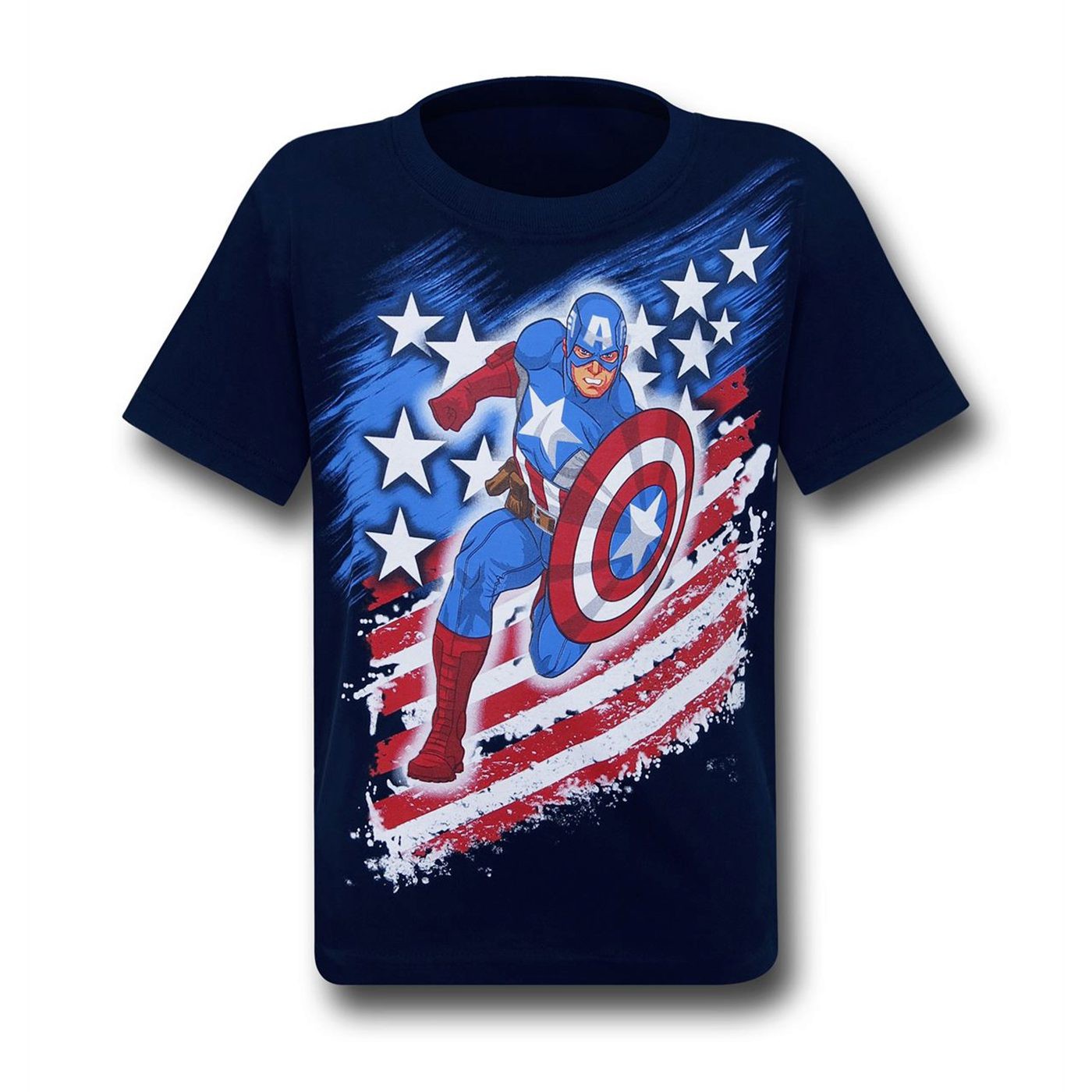 Captain America Running Stars & Stripes Kids T-Shirt