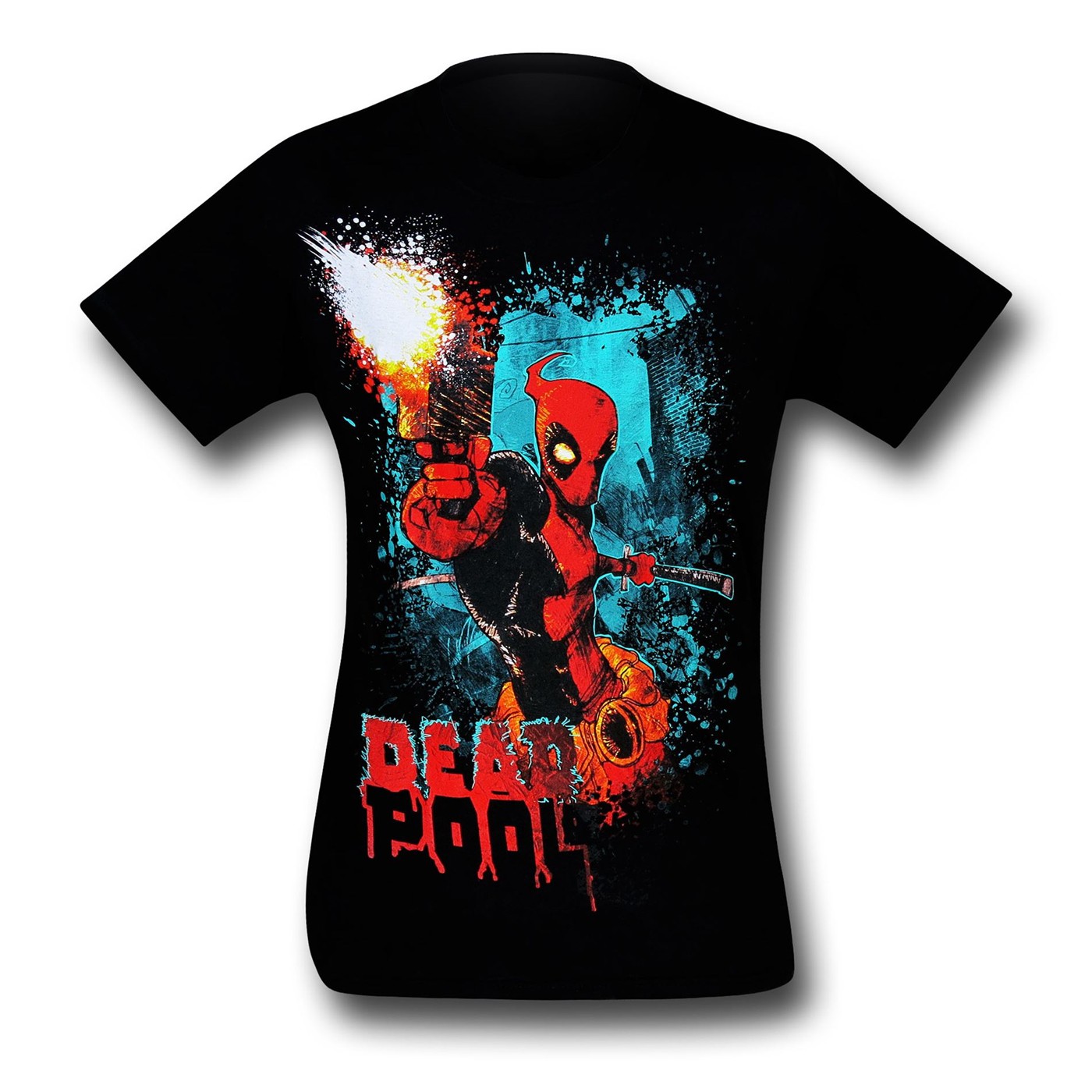 Deadpool Gun Blast Black 30 Single T-Shirt