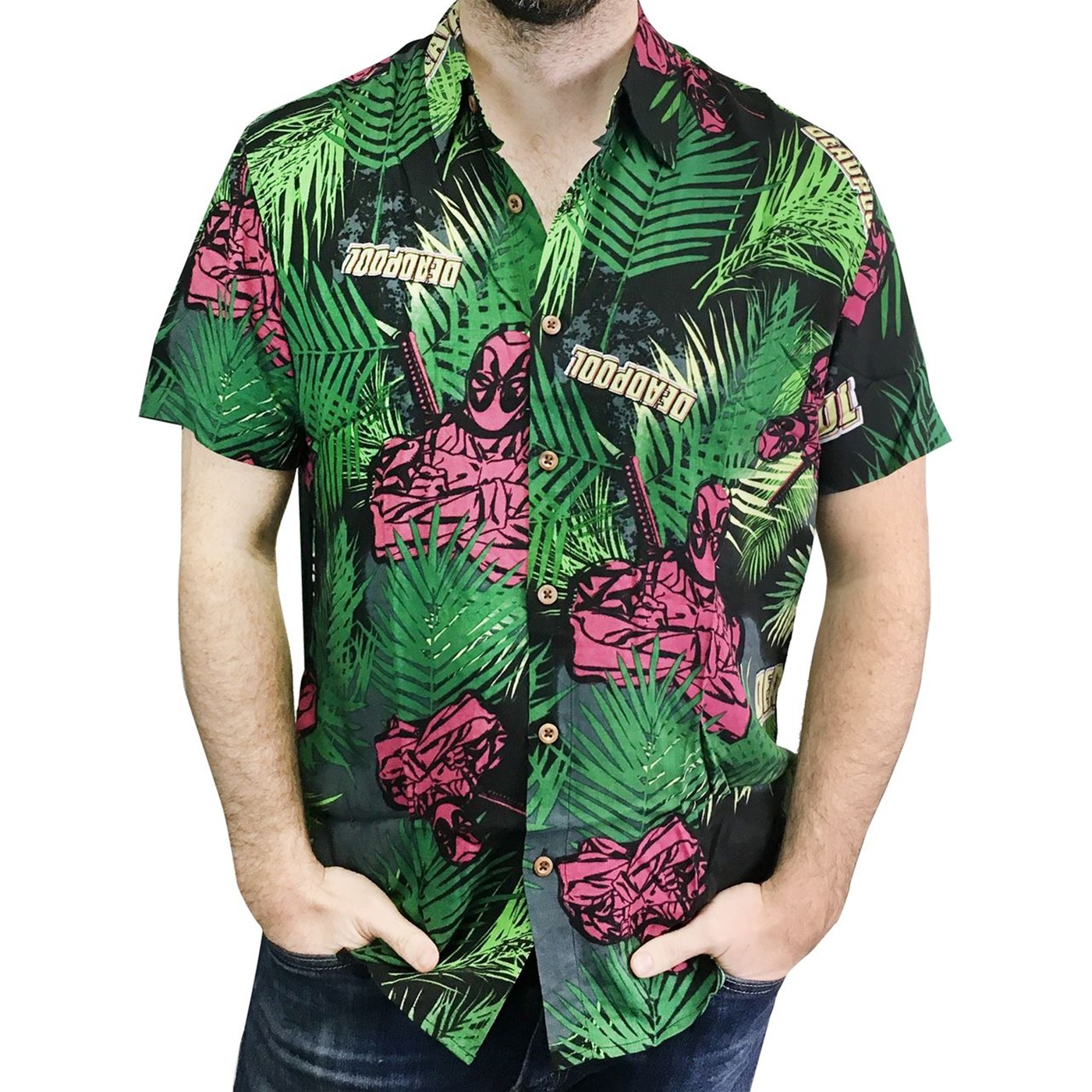 Deadpool Tropical Woven Button Down Shirt