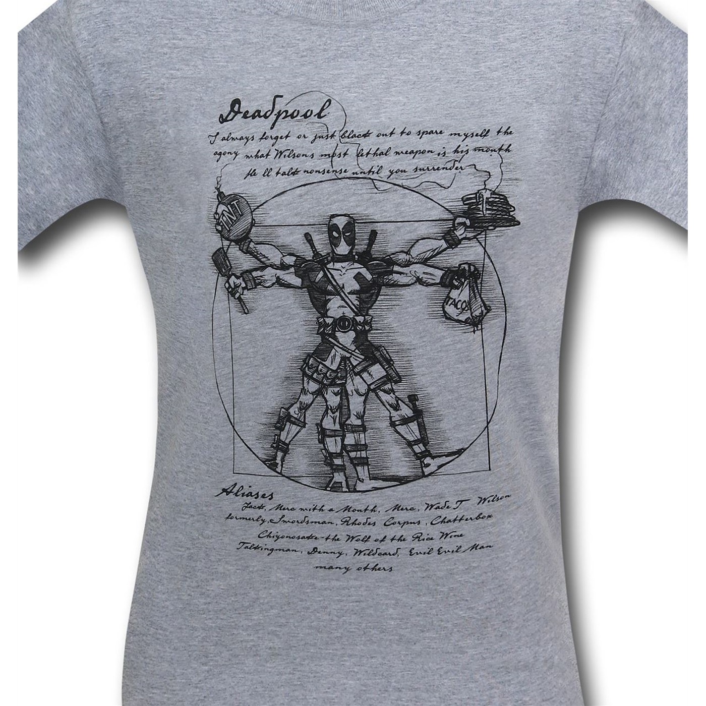 Deadpool Vitruvian Heather Grey Men's T-Shirt