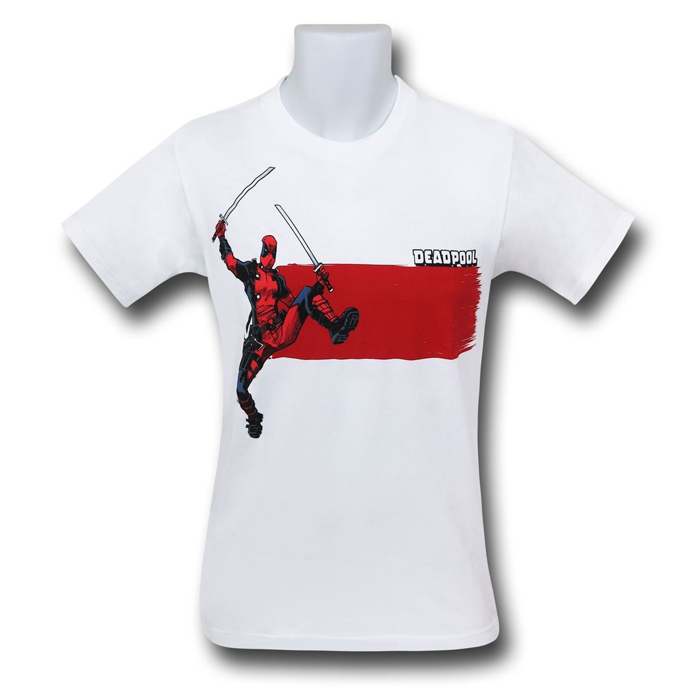 Deadpool Red Stripe White Men's T-Shirt