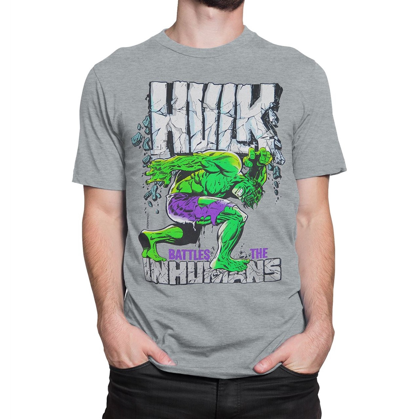 Hulk Battles The Inhumans Men's T-Shirt