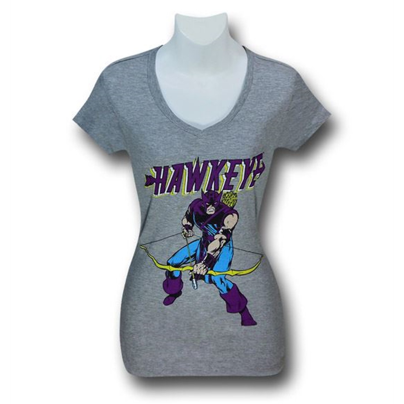 Hawkeye Bow Down V-Neck Juniors T-Shirt