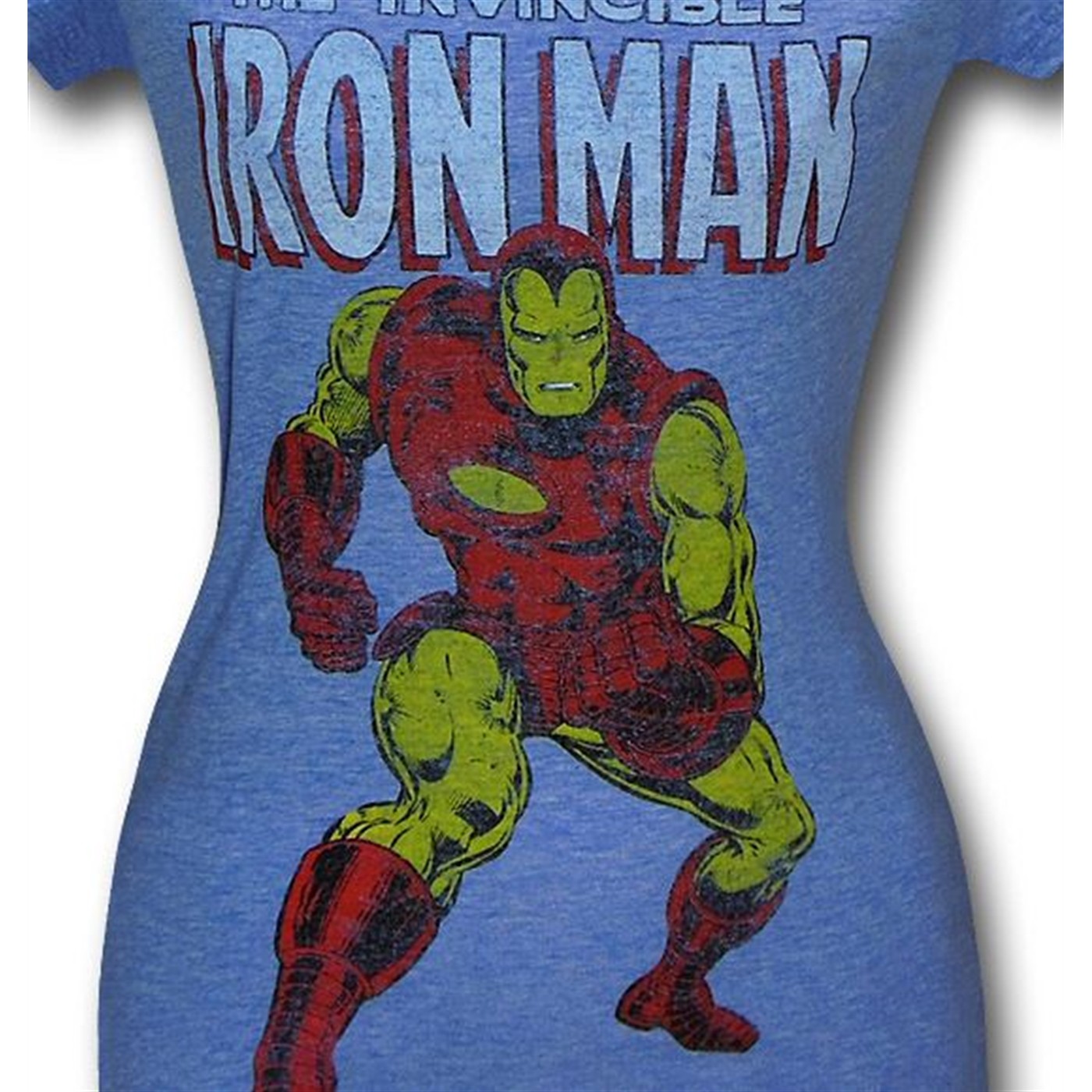 Iron Man Classic Heather Blue Juniors T-Shirt