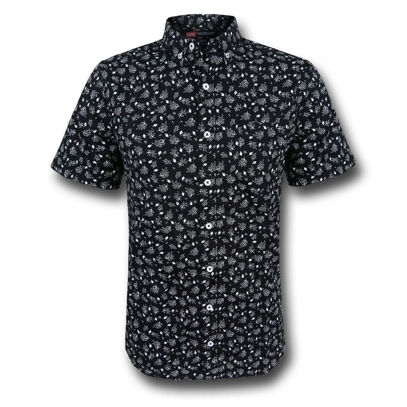 Iron Man Floral Men's Fitted Button Down Shirt