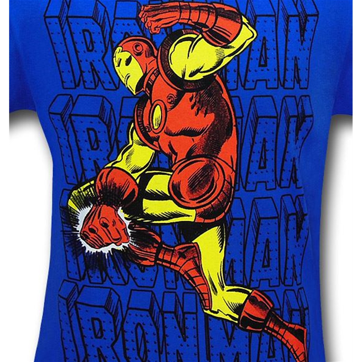Iron Man Punch Over Logo Blue 30 Single T-Shirt