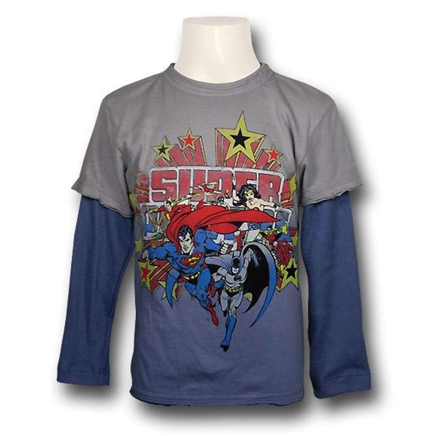 JLA Super Powers Toddler 30s Long Sleeve T-Shirt