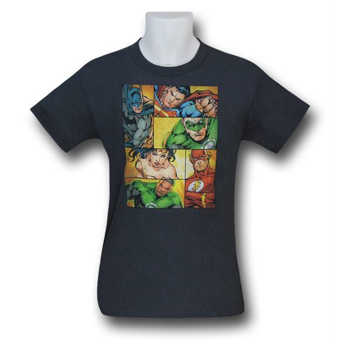 JLA Kids Superhero Ed Benes Panels T-Shirt