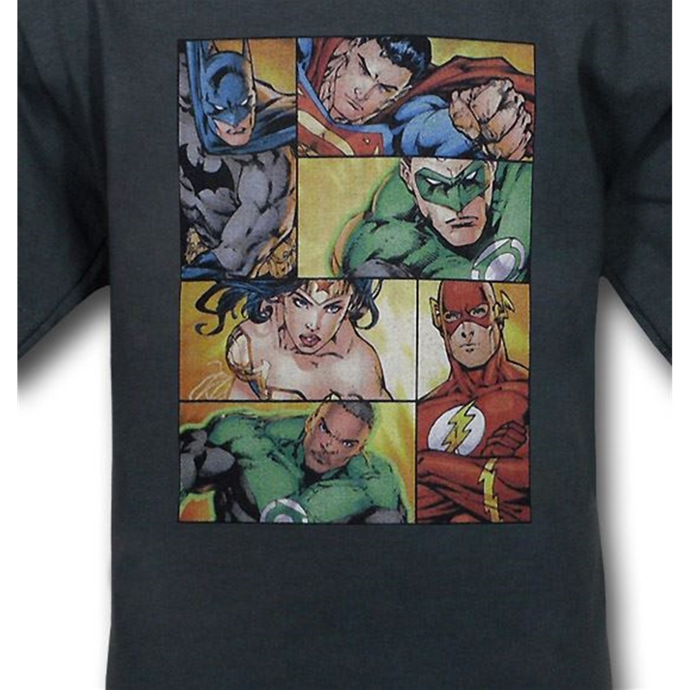 JLA Kids Superhero Ed Benes Panels T-Shirt