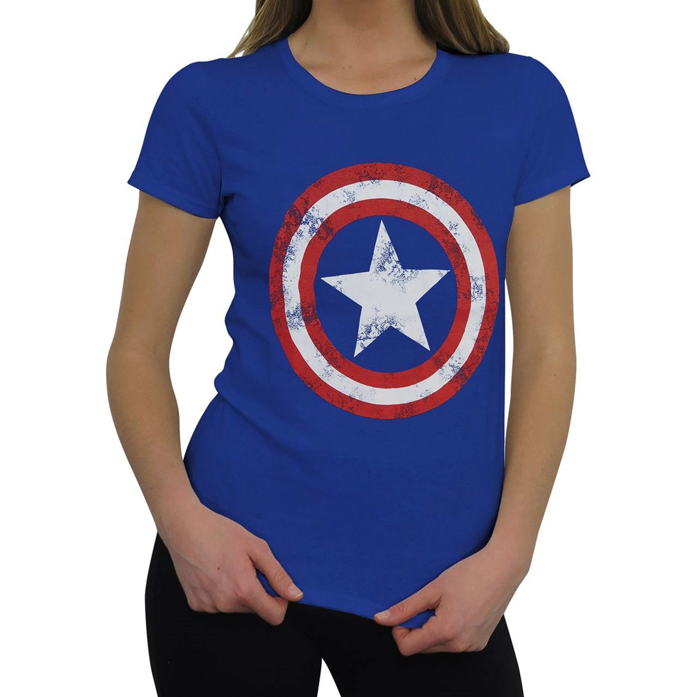 Captain America Distressed Shield Royal T-Shirt