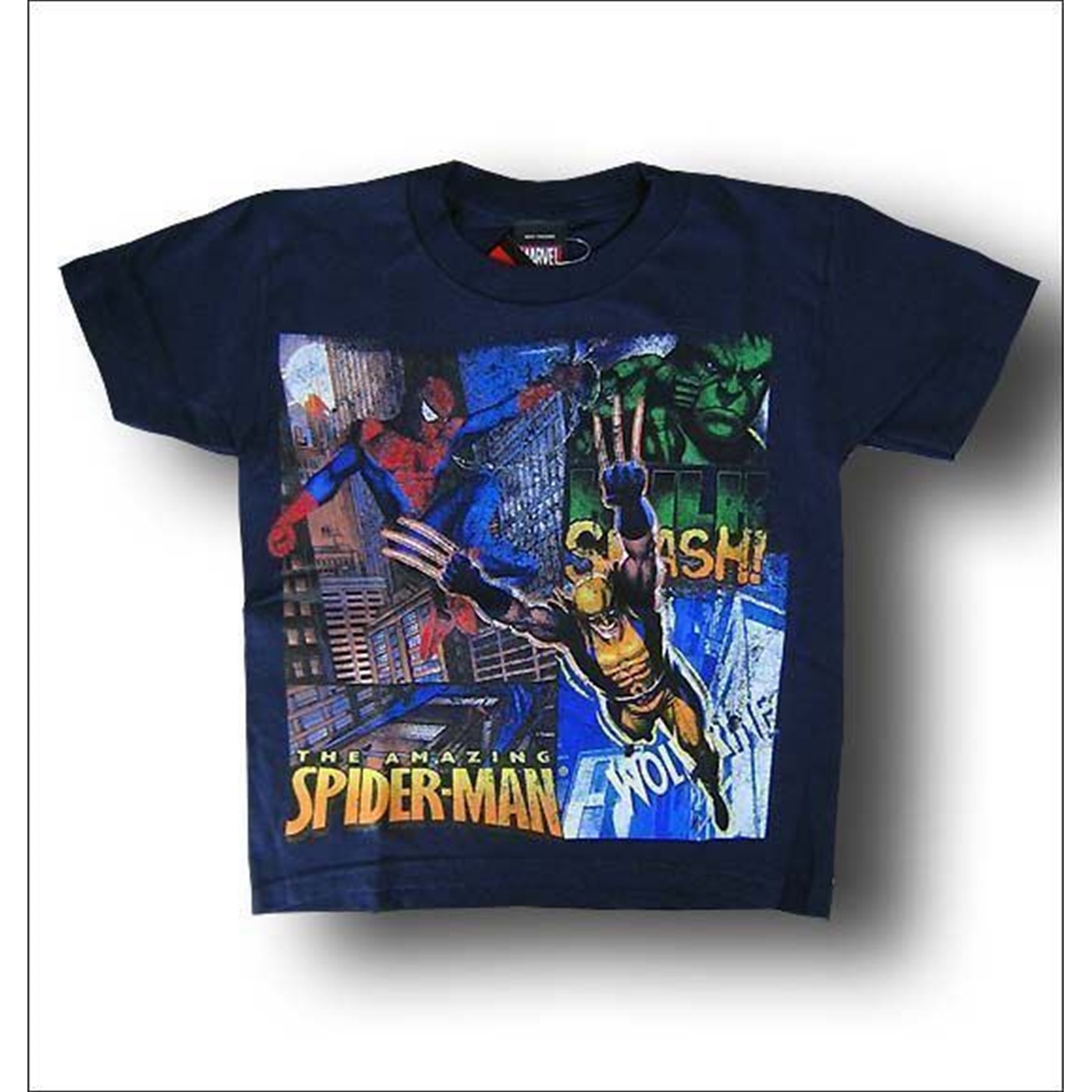 Spiderman Hulk & Wolverine Juvenile Distressed T-Shirt