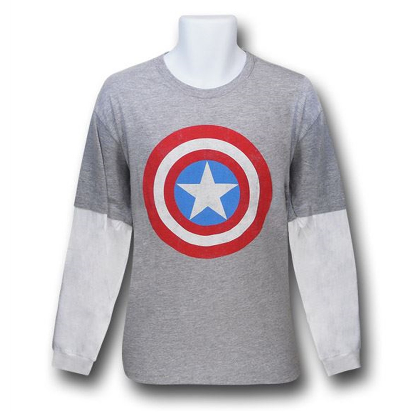 Captain America Shield Double Sleeve Kids T-Shirt