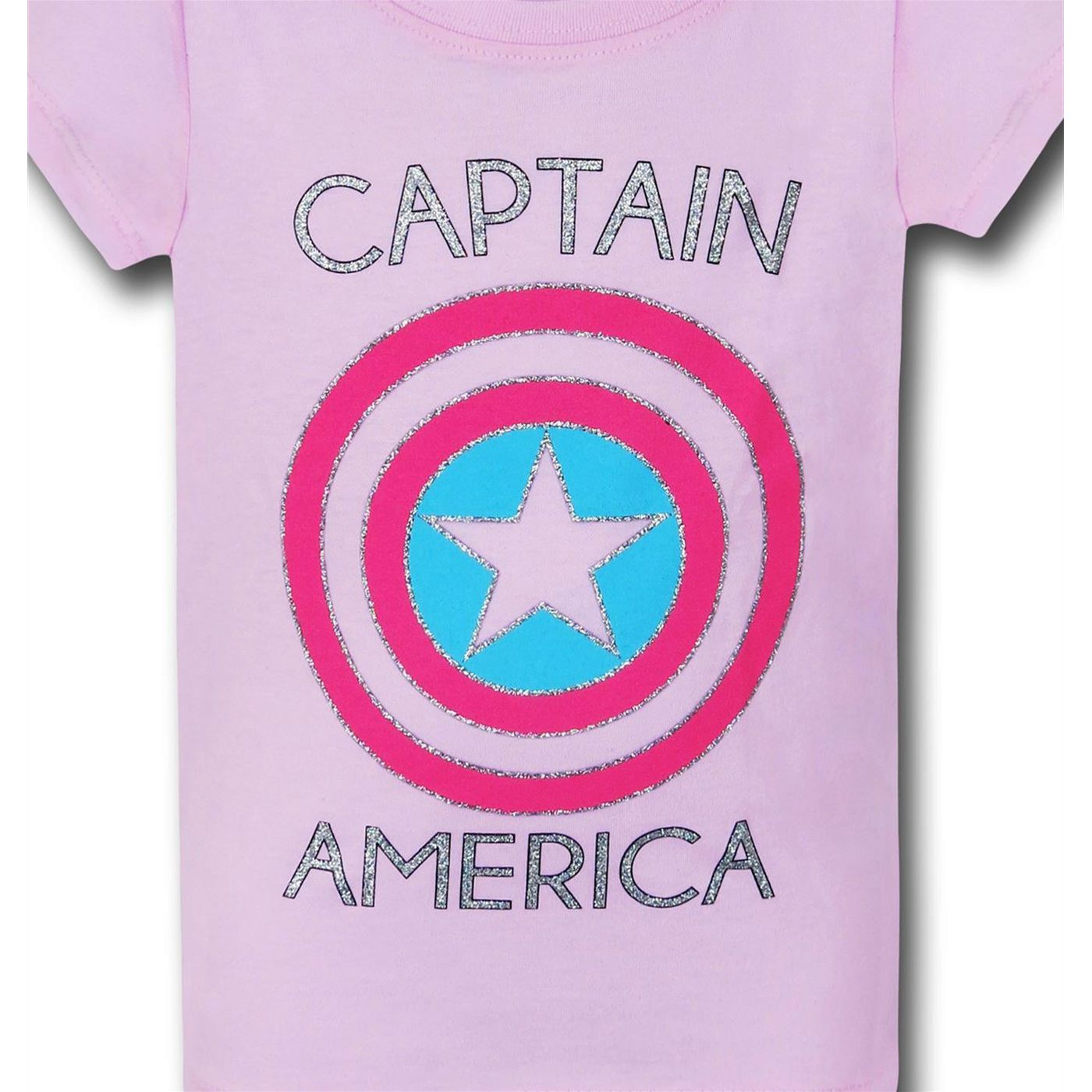 Captain America Symbol on Pink Girls Kids T-Shirt