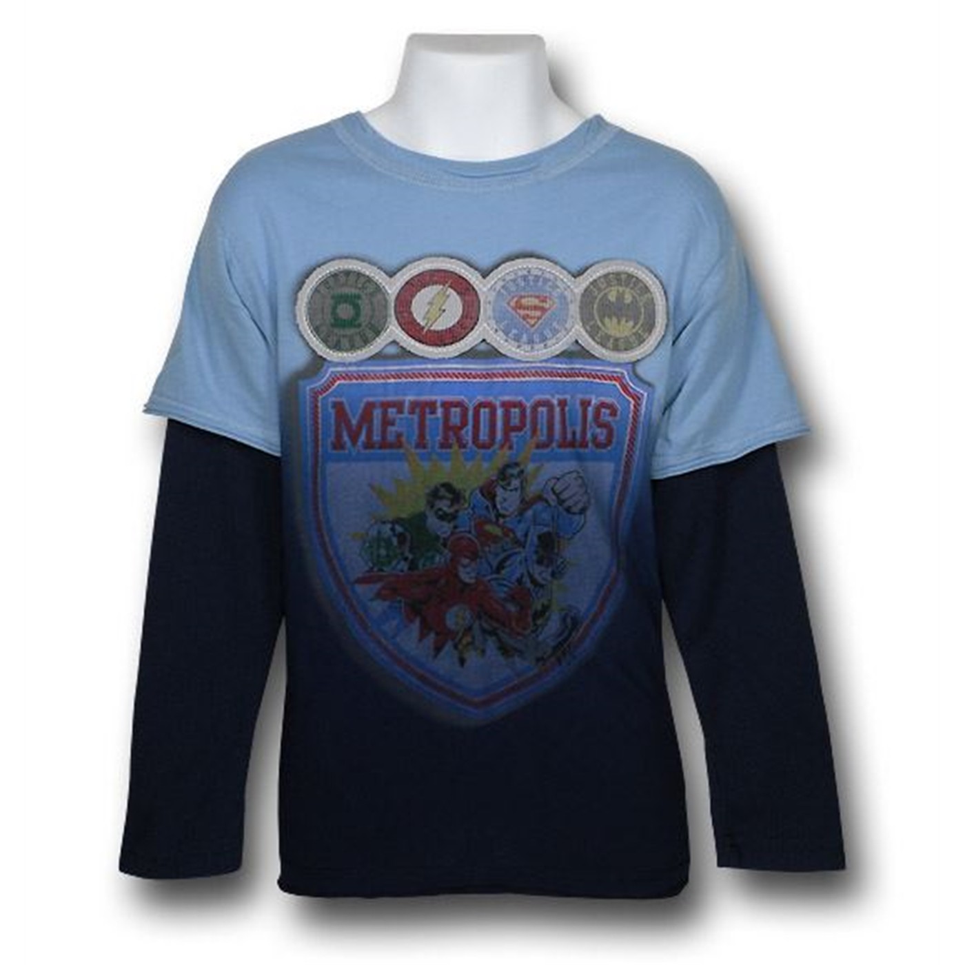 Justice League Kids 30s Badge Long Sleeve Shirt