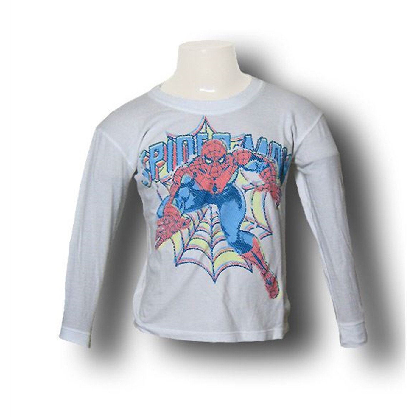 Spiderman Kids Red Decco Faded Dots Long Sleeve T-Shirt