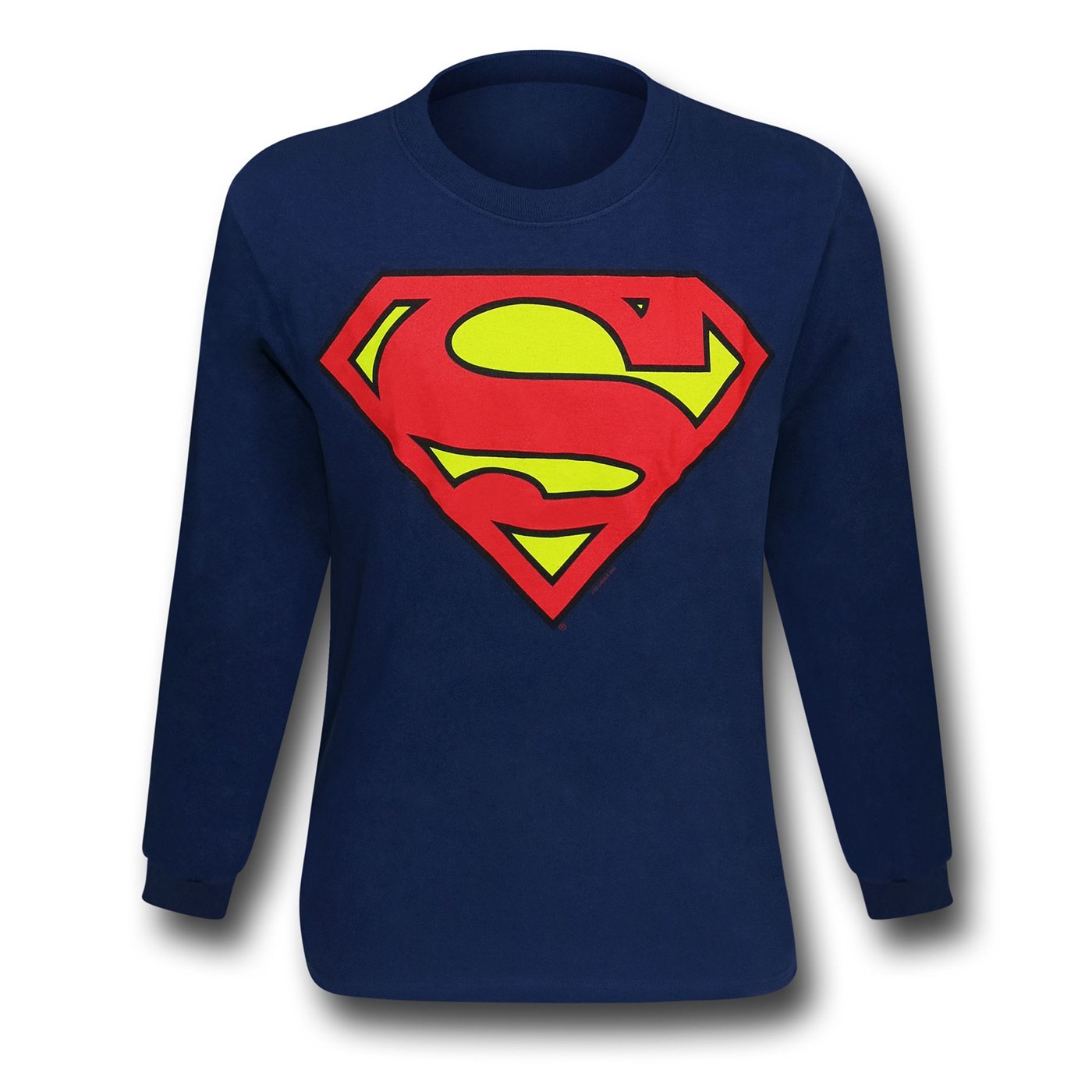Superman Logo Navy Long Sleeve T-Shirt