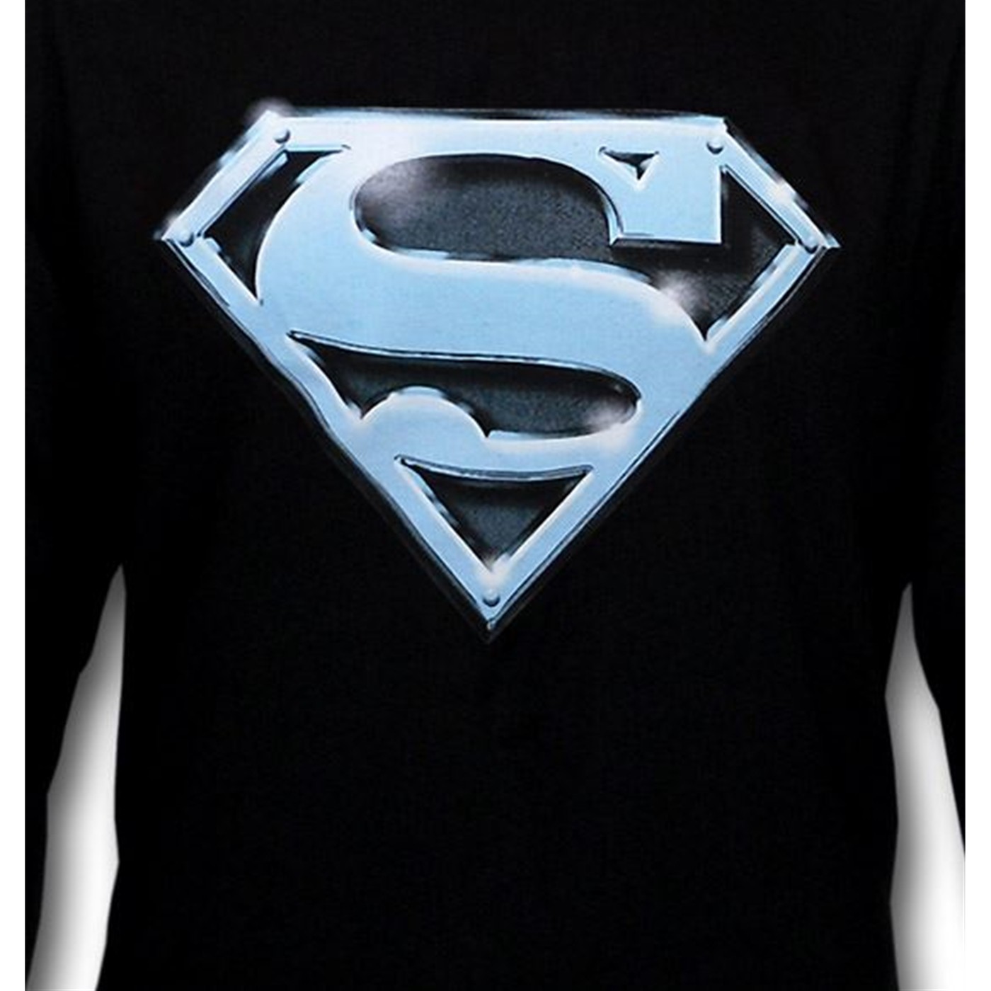Superman Blue Steel Symbol Black Long Sleeve T-Shirt