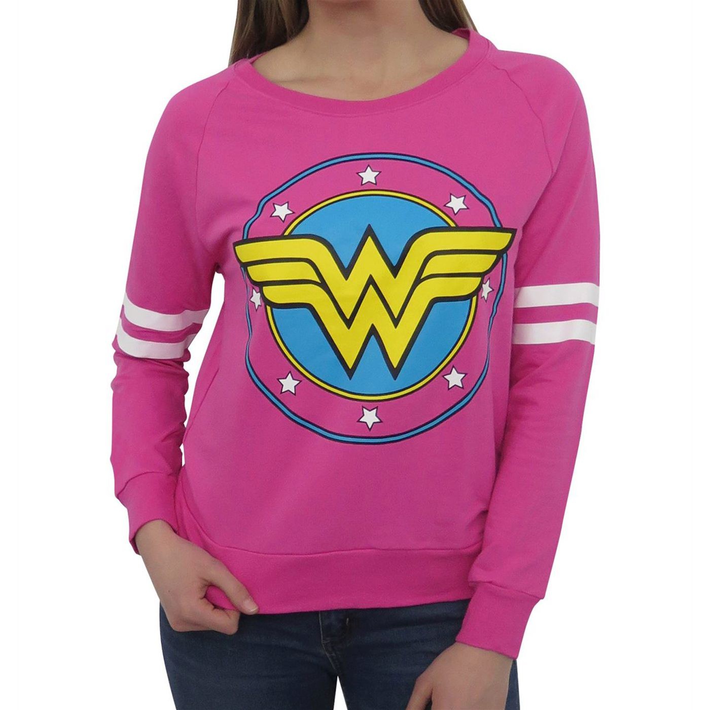 Wonder Woman Pink French Terry Longsleeve Women's T-Shirt