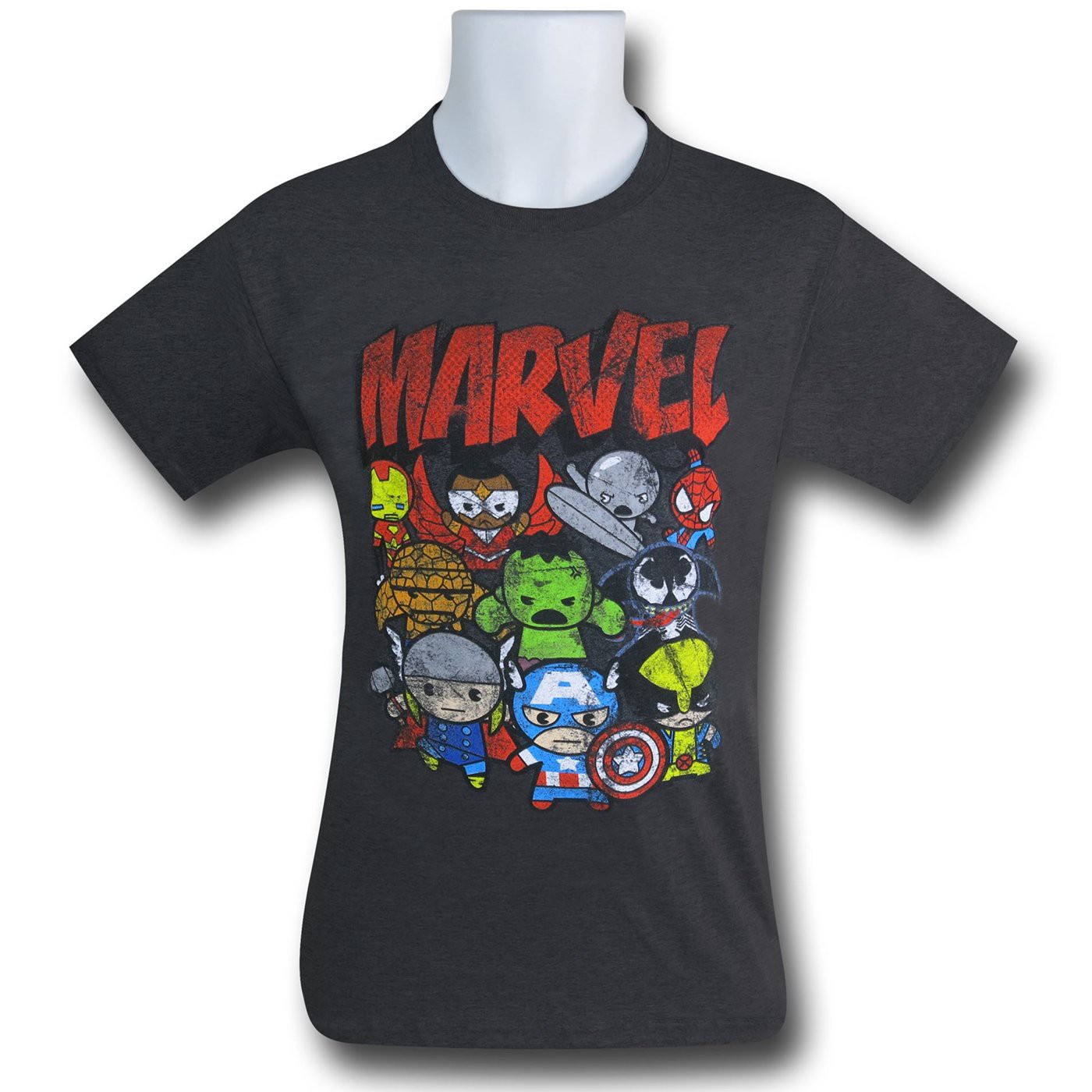 Marvel Kawaii Group on Grey T-Shirt