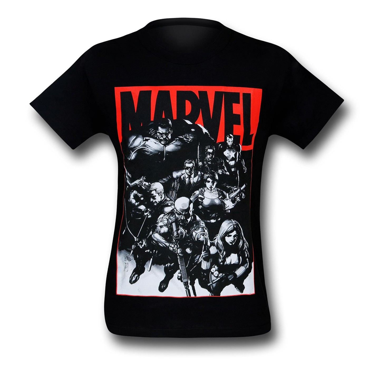 Marvel Armed Heroes and Logo Black T-Shirt