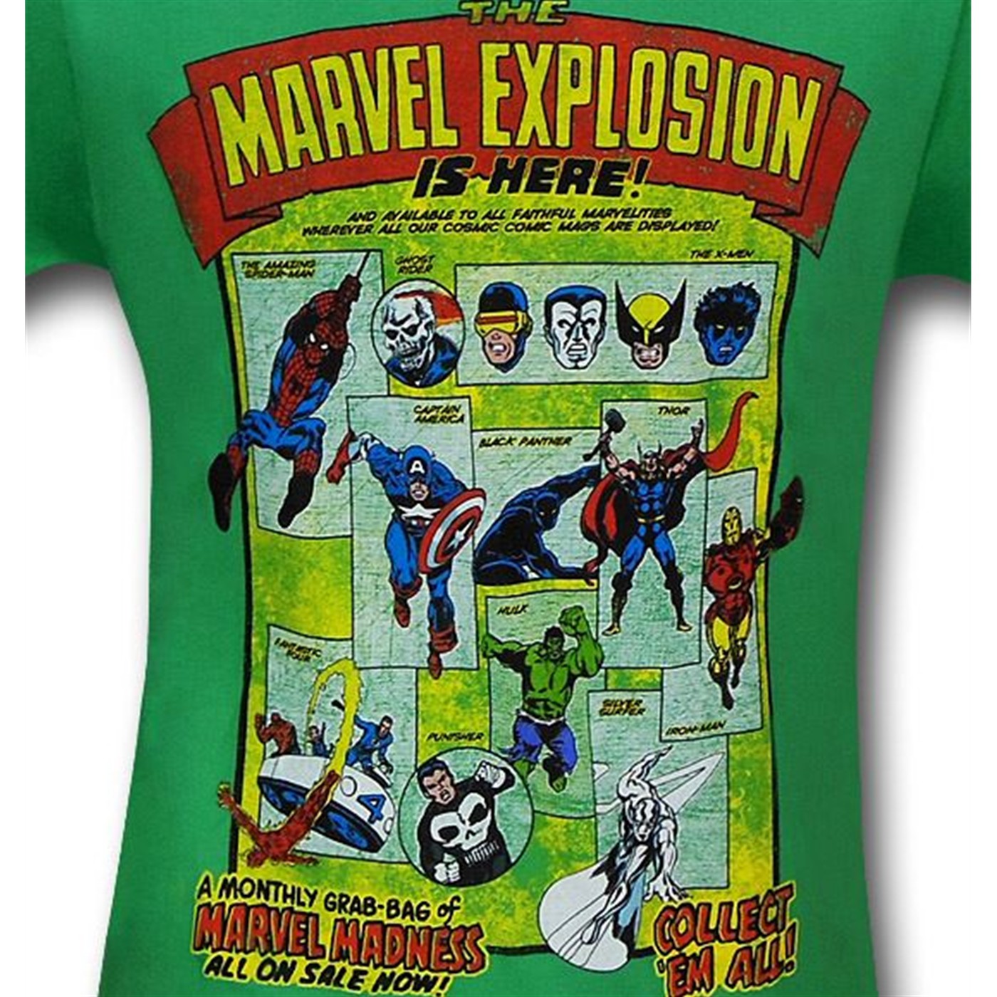 Marvel Explosion Retro Ad Green 30 Single T-Shirt