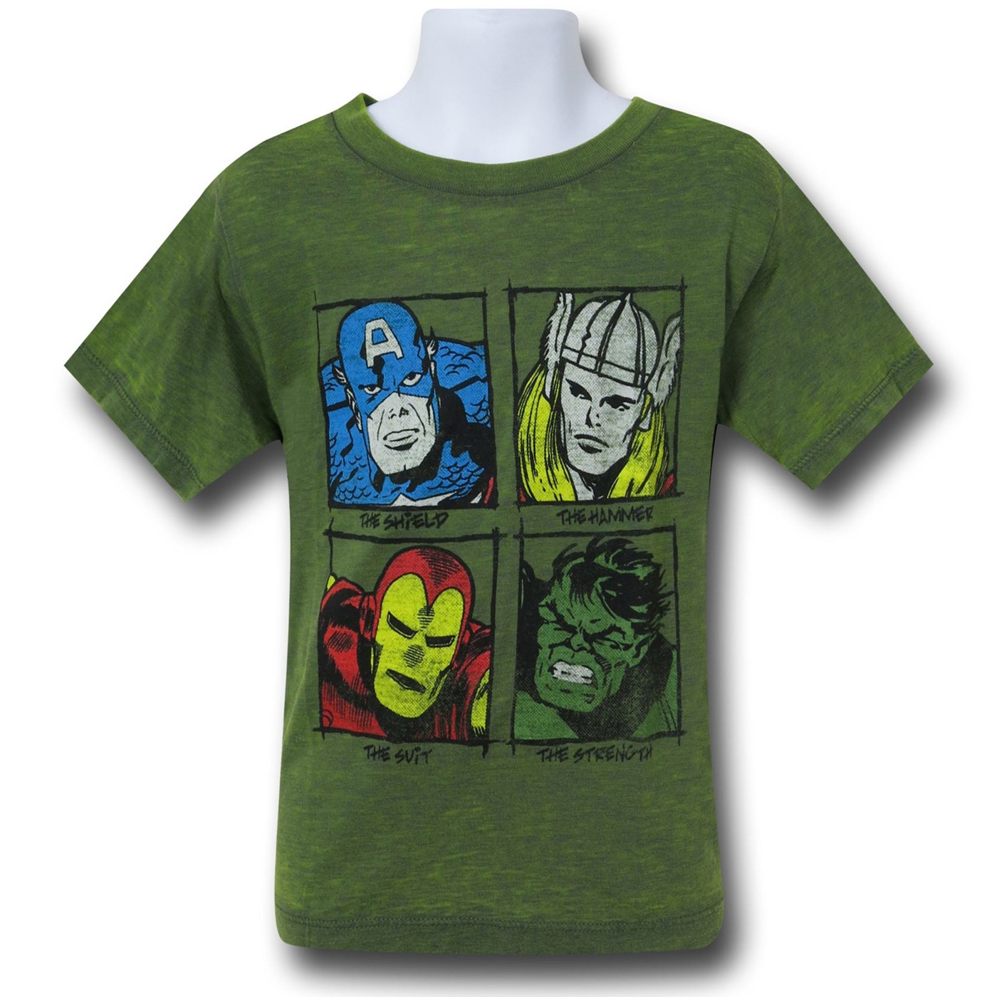 Marvel Heroes Green Blocks Kids T-Shirt