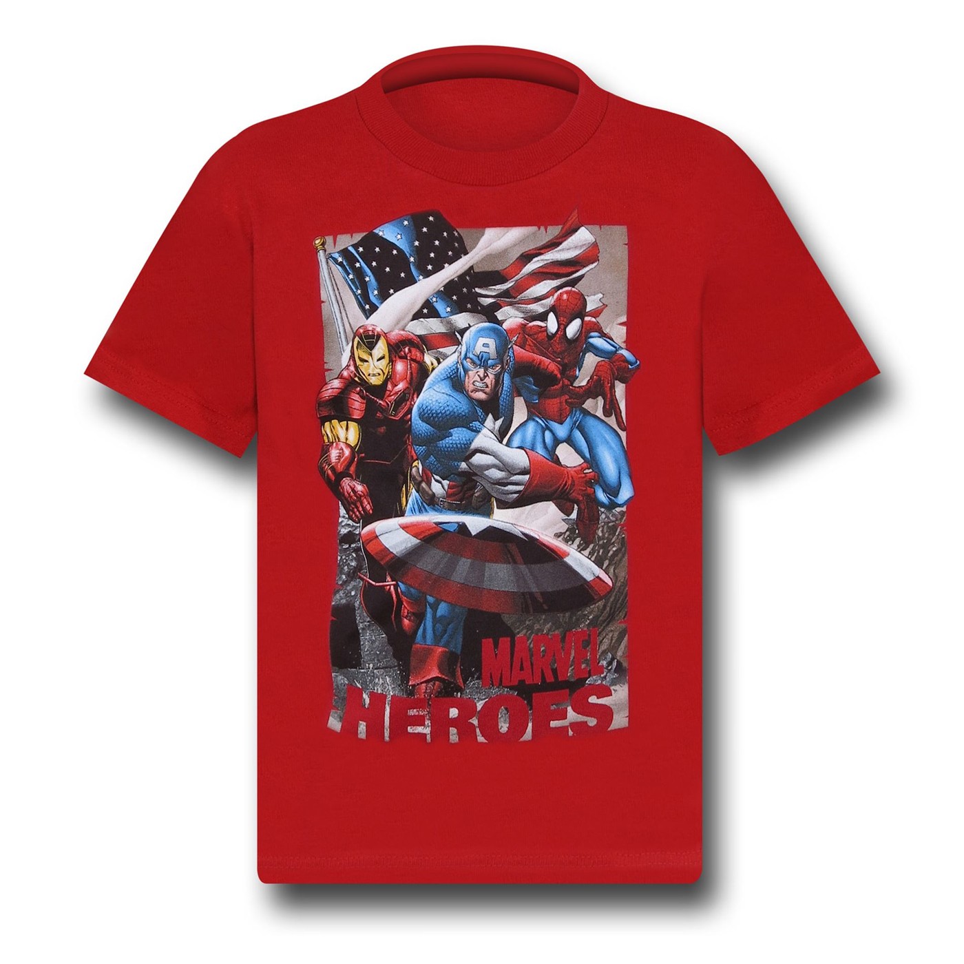 Marvel Heroes Hero Group Red Kids T-Shirt