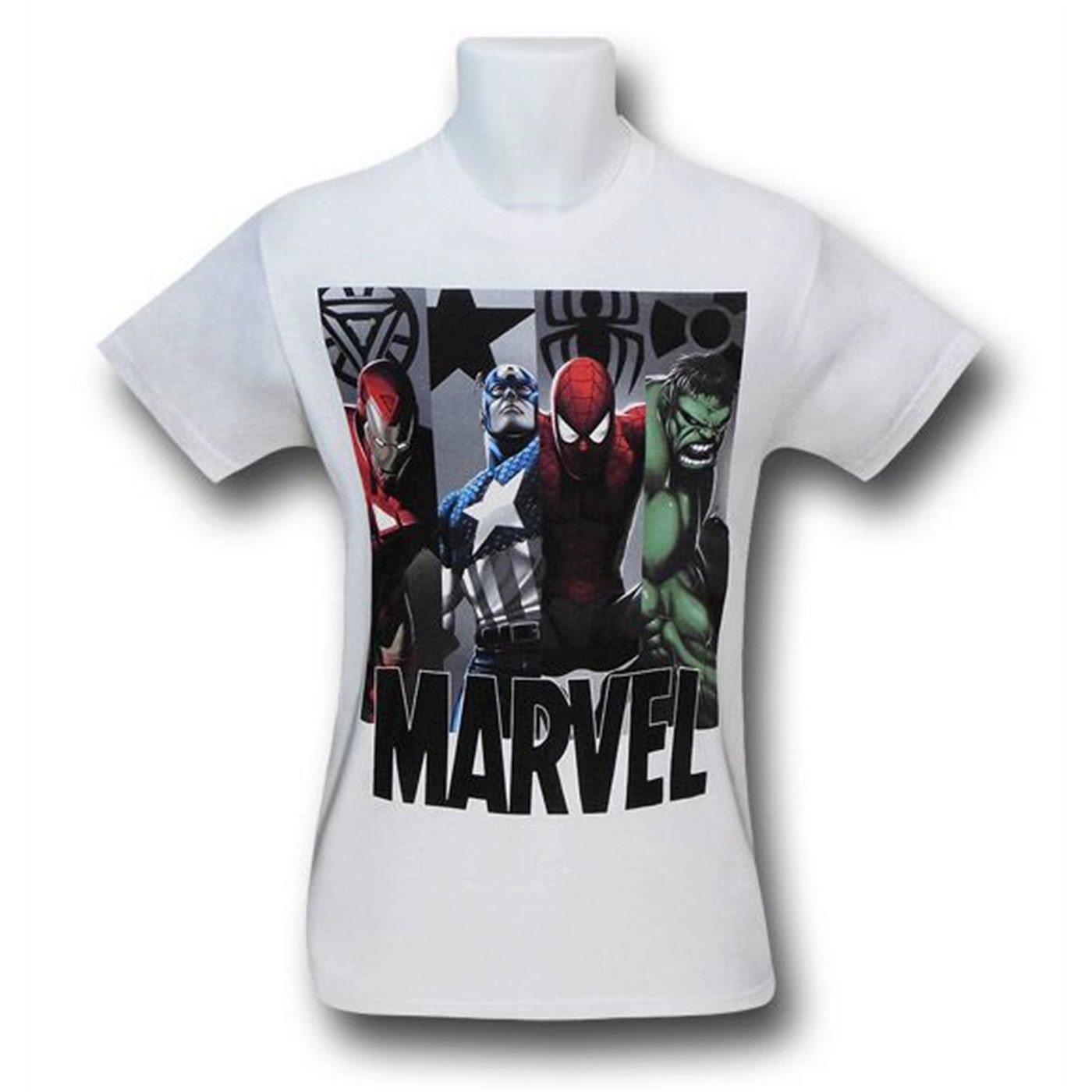 Marvel Four Heroes and Symbols White T-Shirt