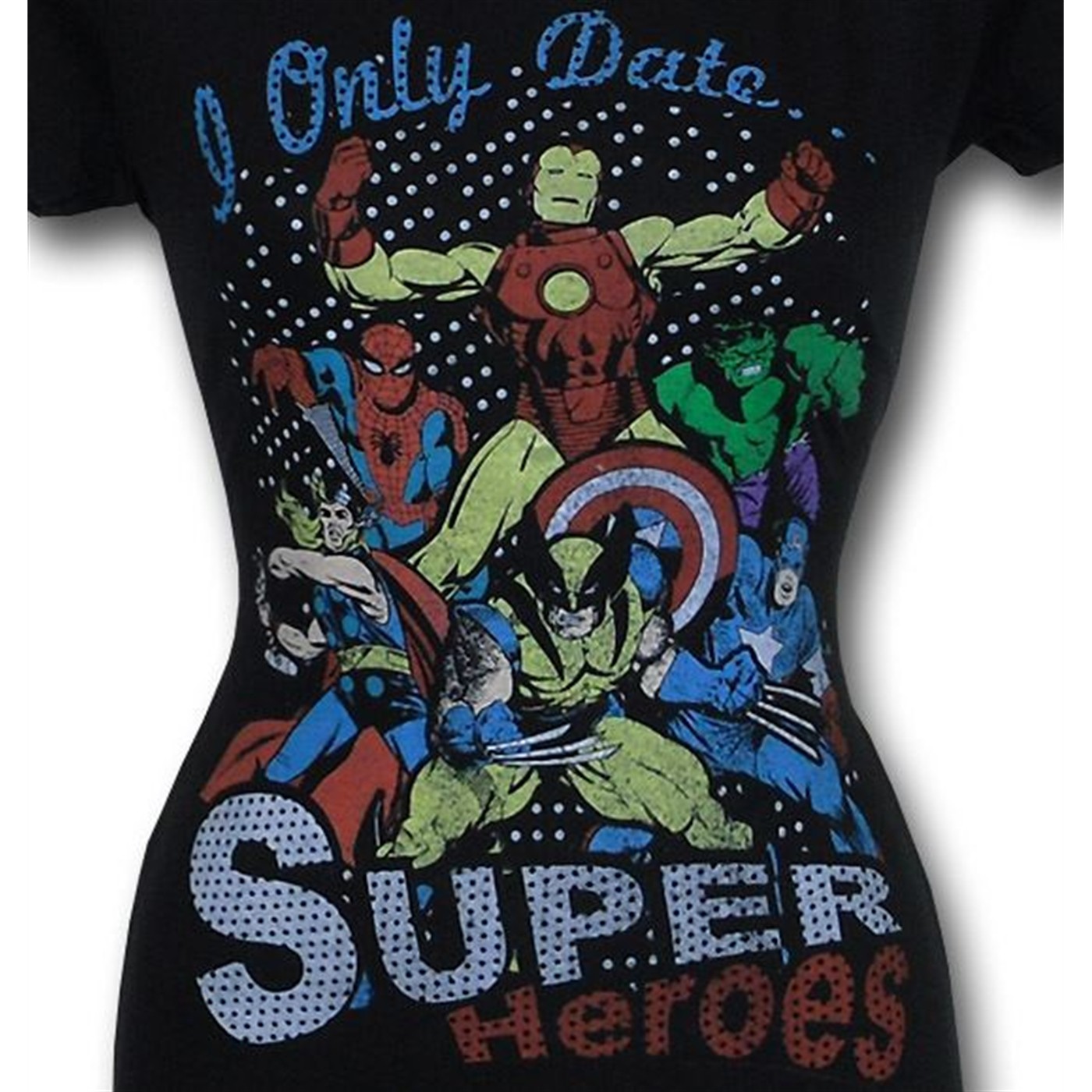 I Only Date Superheroes Black Junior T-Shirt