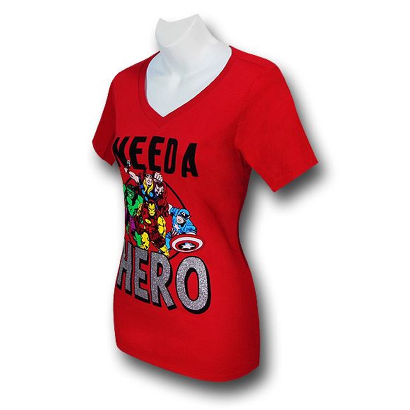 Marvel Need A Hero Juniors V-Neck T-Shirt