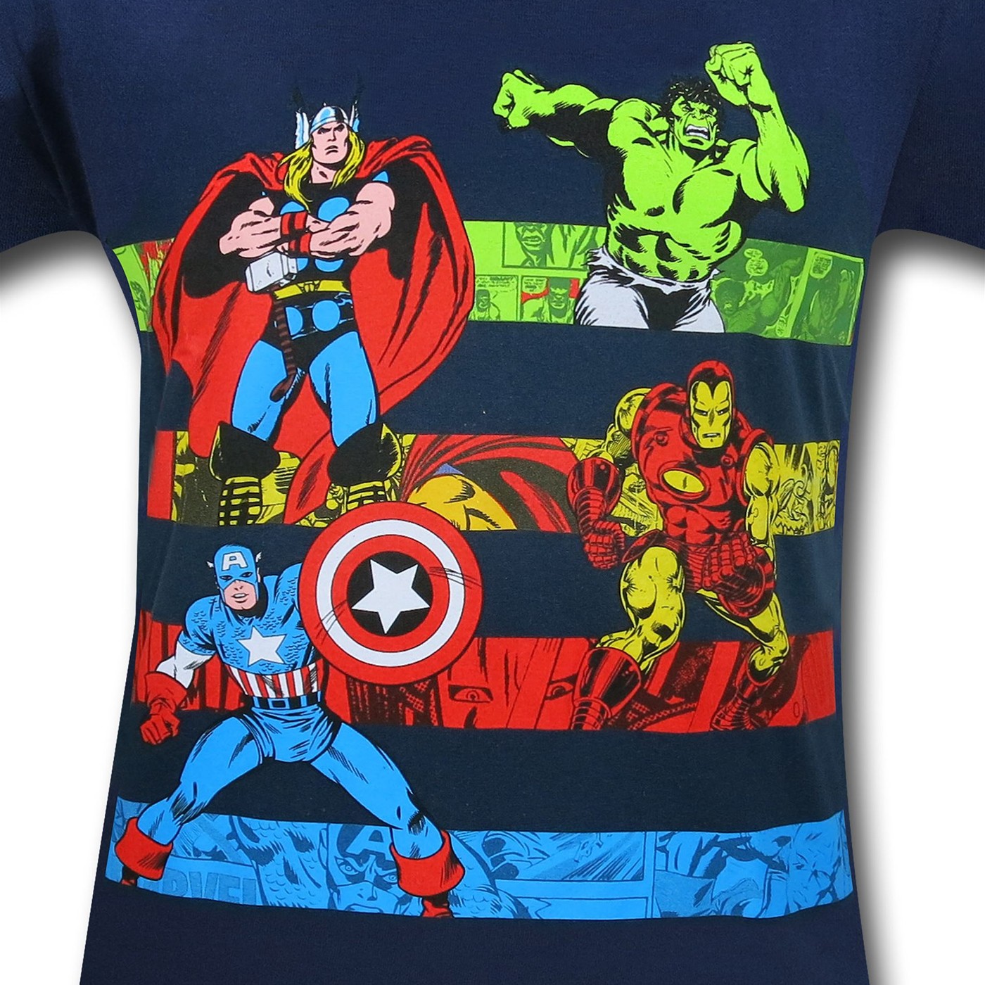 Marvel Retro Heroes Striped 30 Single T-Shirt